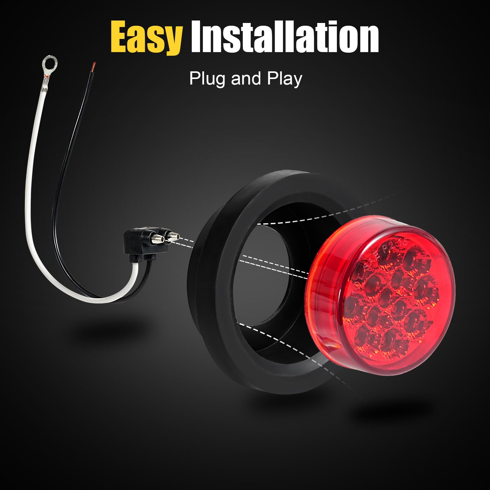 PVerandio 20Pcs LED Marker Lights, 13 LEDs, 2.5 Inch, Waterproof, 12V, 10 Amber + 10 Red, Model A9602AR