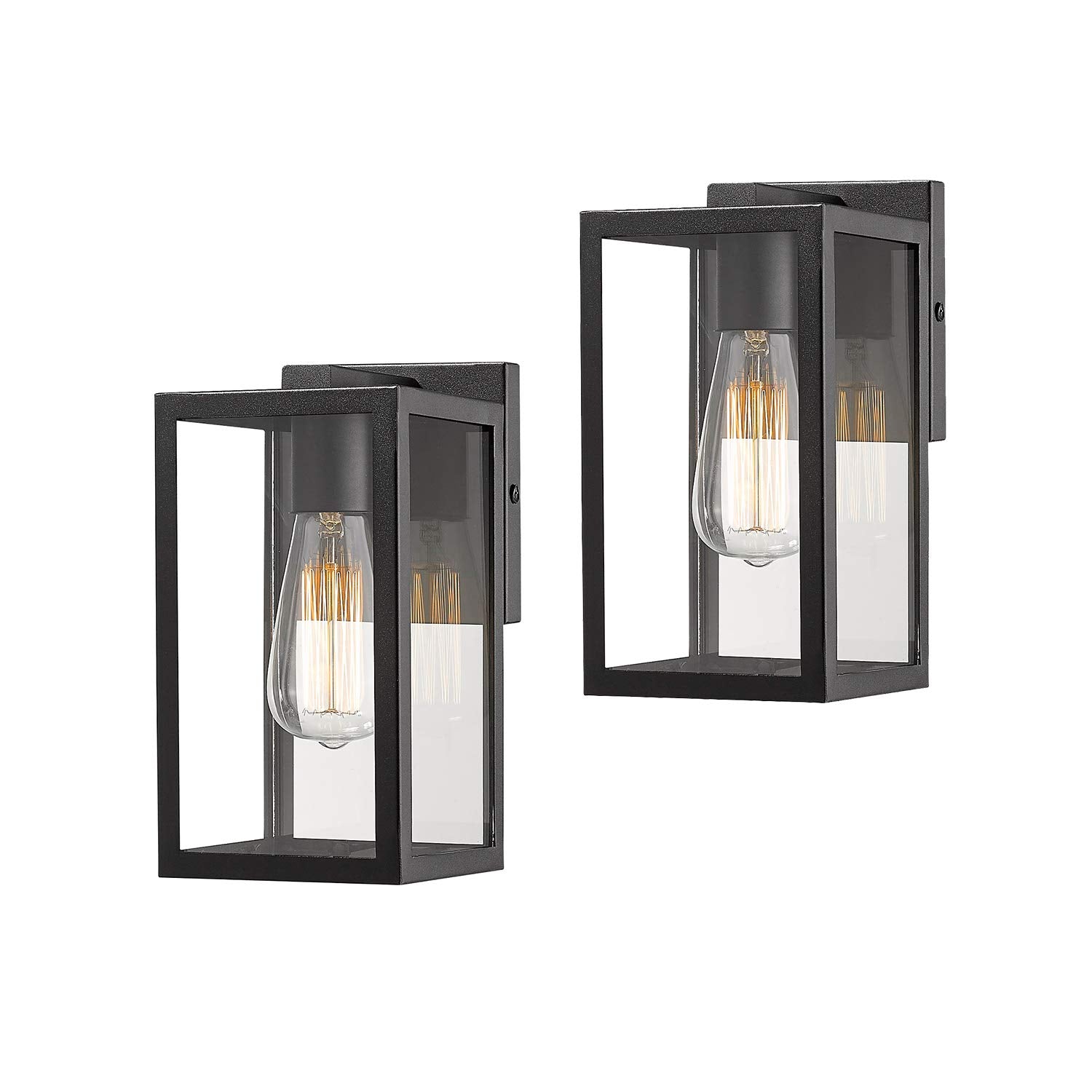 Bestshared Outdoor Wall Light Sconce, 1-Light, Metal, Black, 2 Pack