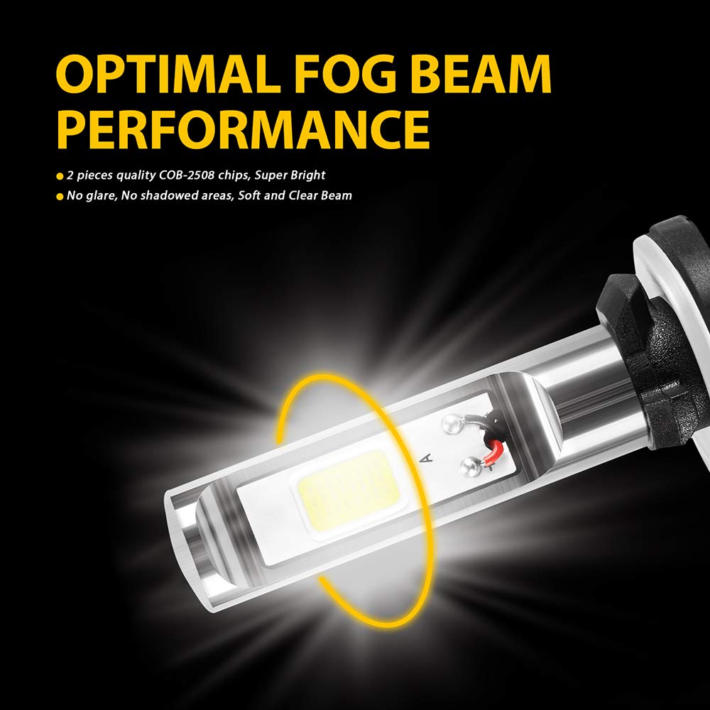 AUXLIGHT 881 LED Fog Light Bulbs - 6000K Xenon White, High Power COB Chips, Aluminum, Pack of 2