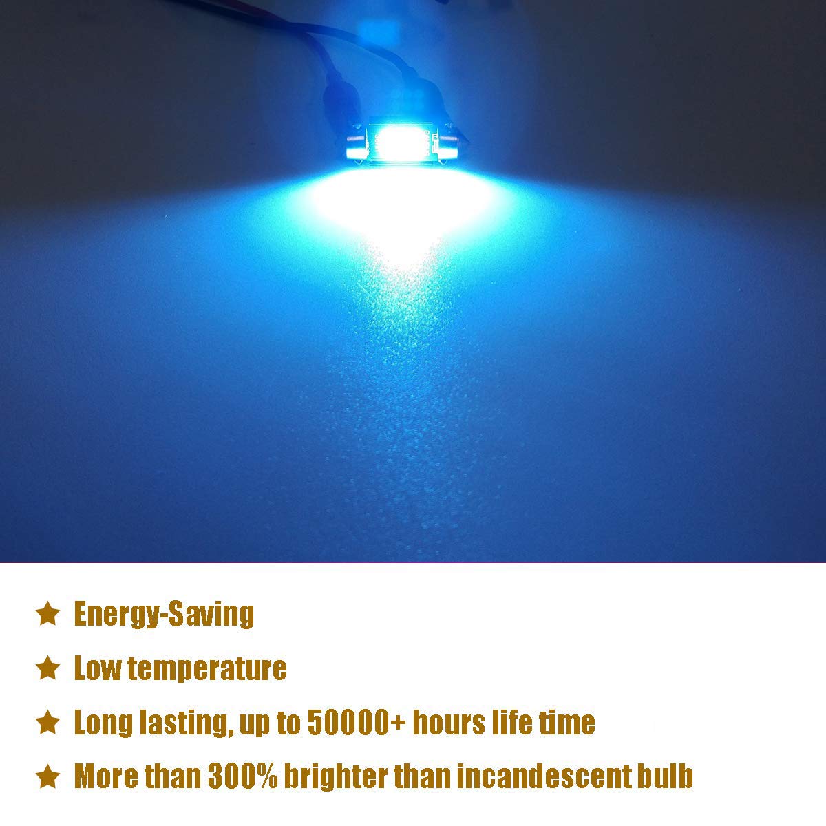 iBrightstar Festoon LED Bulbs, Error Free, 31mm, Ice Blue, Model iBrightstar-31mm-3030-6B for Dome and License Plate Lights