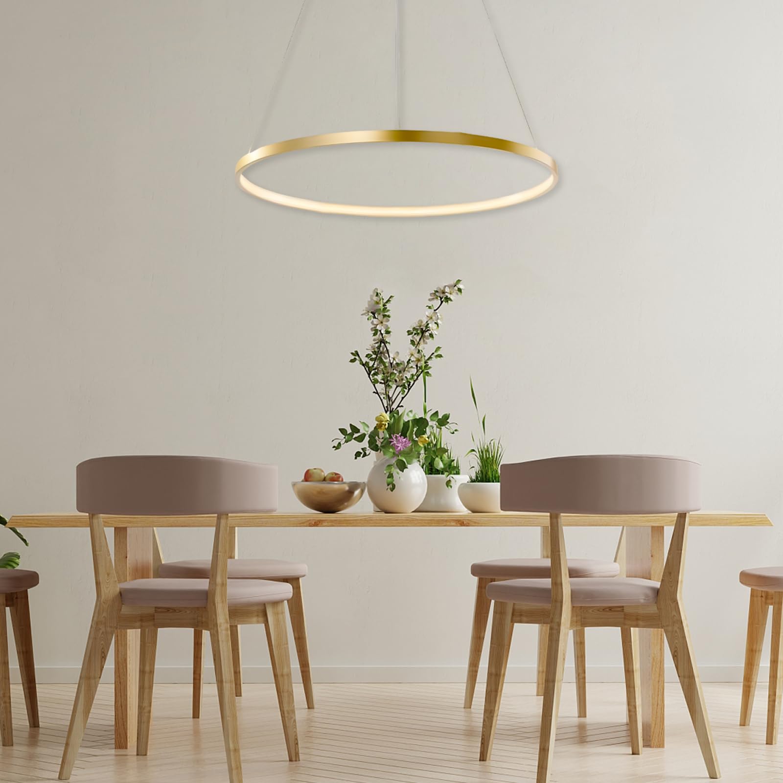 LightInTheBox Modern LED Chandelier Pendant Light Fixture, Dimmable, 23.6in, Gold, Metal, Model 5e9878be-a45f-4f52-9
