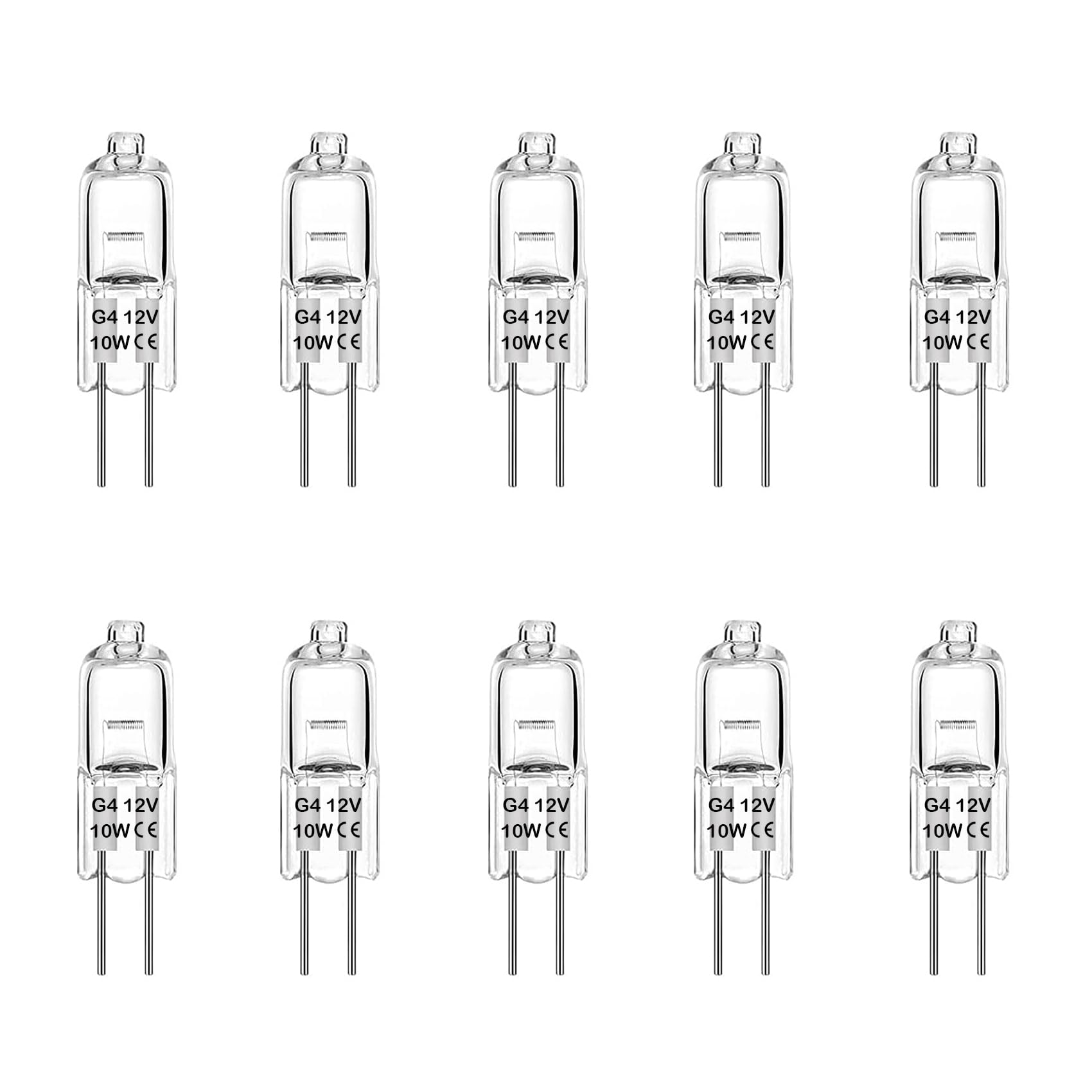 Rpanle G4 Halogen Bulbs, Clear Capsule 10W 12V 3000K Warm White Light, For Cooker Lighting, Signal Lights, Track Lighting (10 Pa