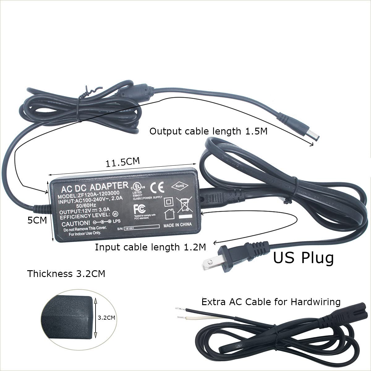 Litever Under Cabinet LED Lighting Kit, 6 x 12" Warm White Strips, 2000 Lumen, Aluminum, Black Cable, Model LL-008-6W