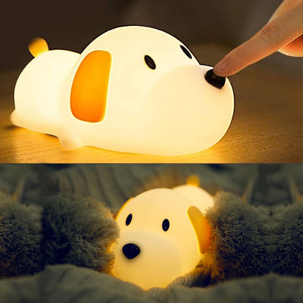 Myratts Led Cute Dog Night Light, Dimmable Nursery Puppy Kawaii Lamps, Super Squishy Silicone Usb Rechargeable Touch Control Night Lamp For Kids Adults, Used For Camping Party Room Decor (Dog)