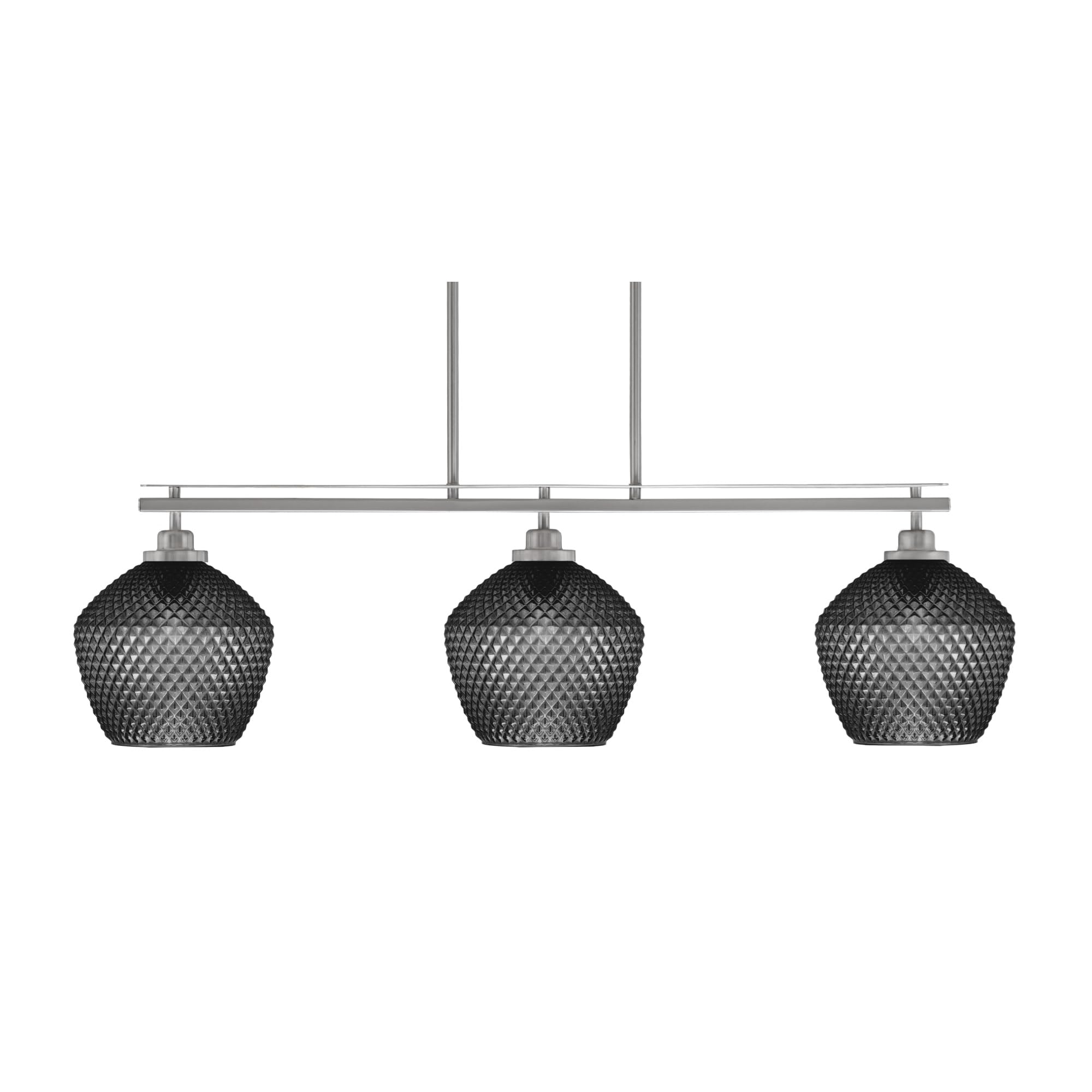 Toltec Lighting Odyssey 3 Light Island Light, Brushed Nickel, 9in Smoke Textured Glass