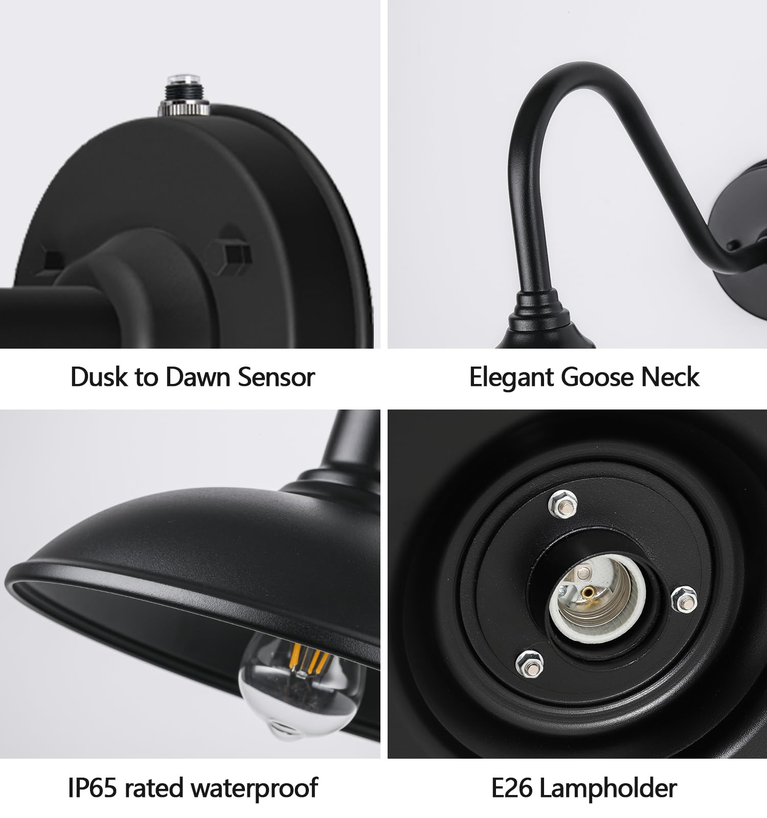 Ytzlvw Large 18In Dusk To Dawn Outdoor Barn Lights  Classic Gooseneck Light Up The Night  Suitable For Porch  Farmhouse  Garage Lighting