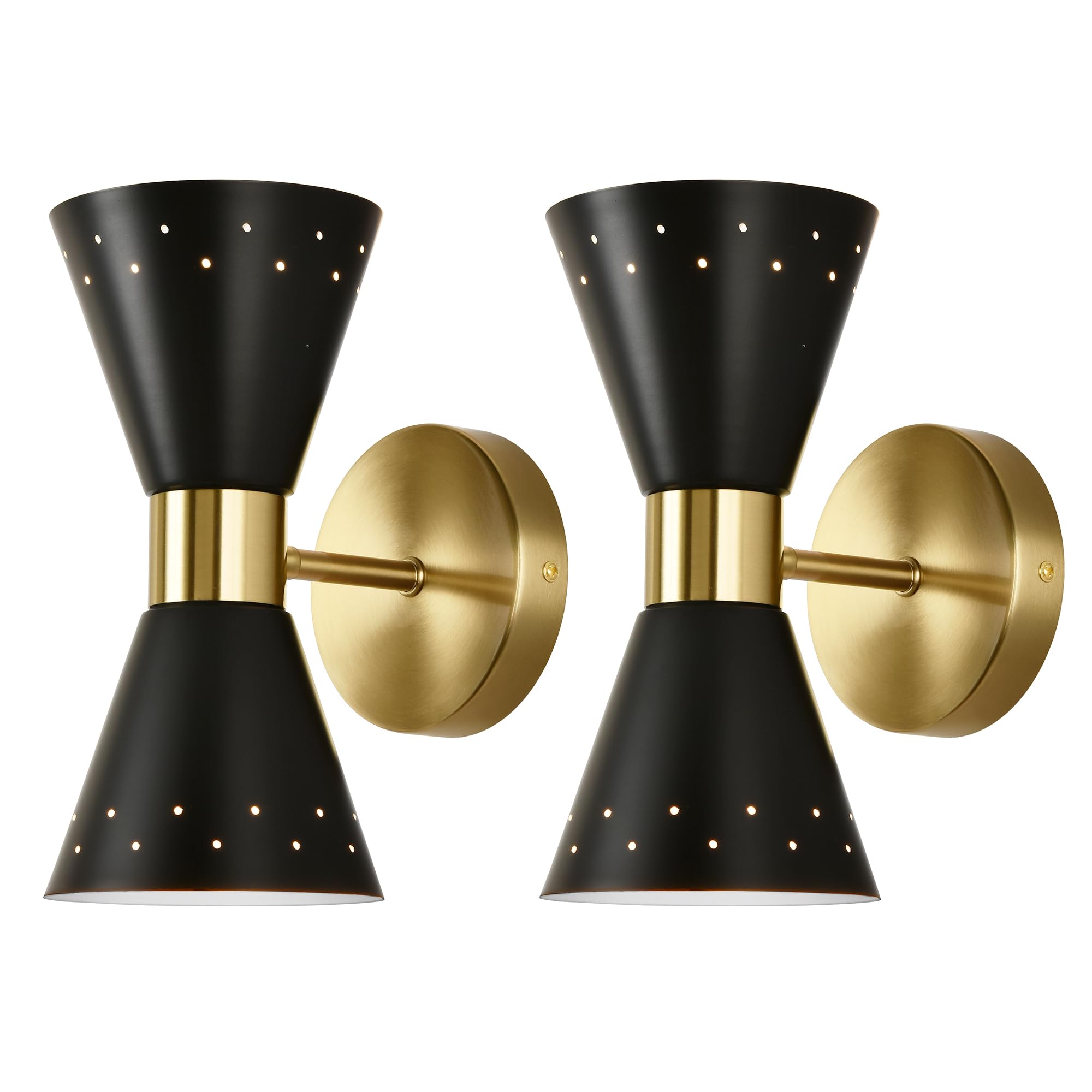 Merbotin Black Wall Sconces Set of 2, Mid Century Modern Metal Lighting, E12 Base, Hardwired for Bathroom, Bedroom, Living Room, Model 800220-2WB