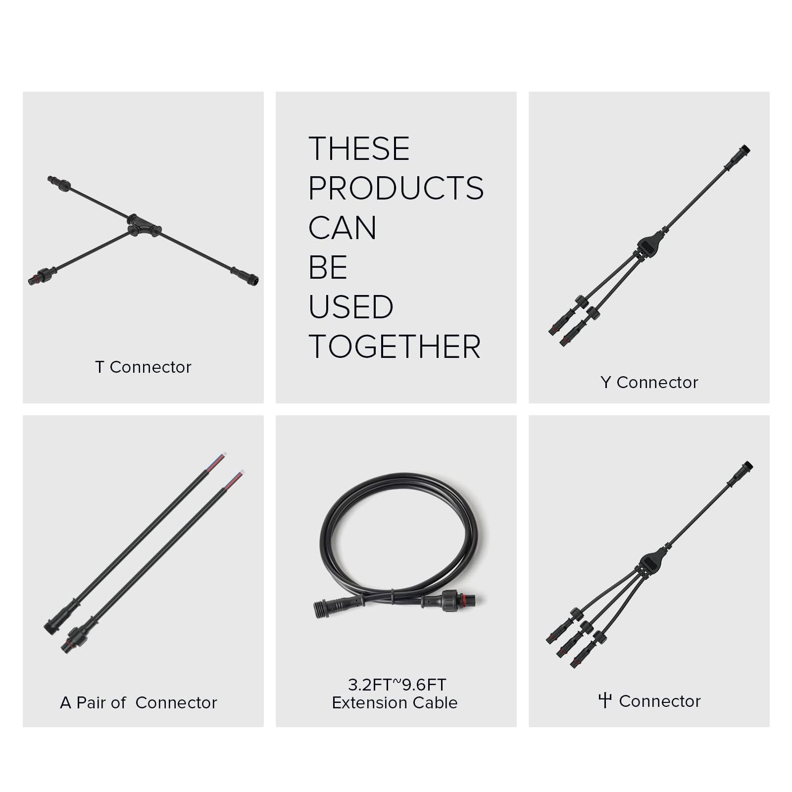BTF-LIGHTING 3 Pin Electrical Connector IP65 Male Female 22AWG 20cm Extension Cable for Car, Truck, Boat, LED Strip Lights