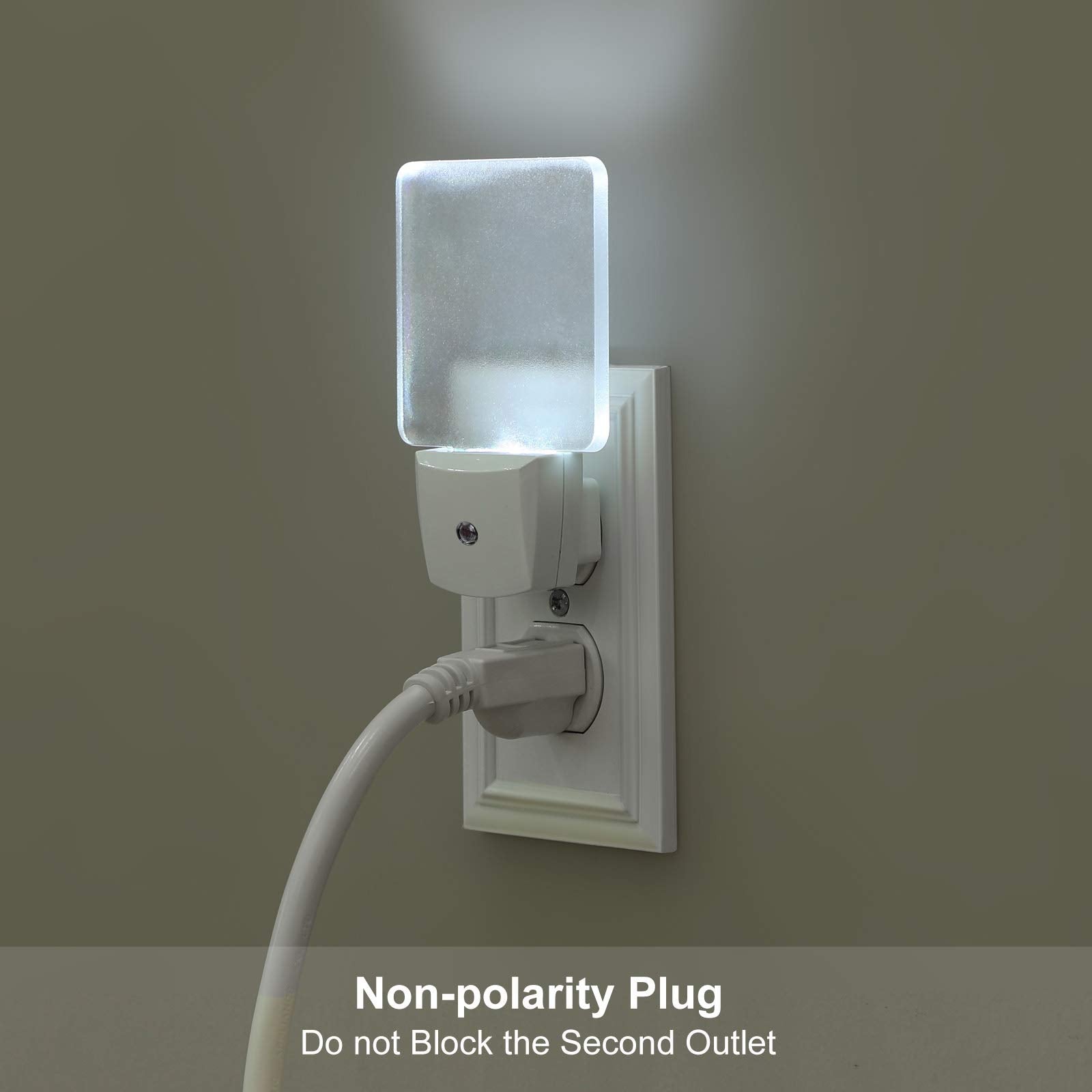 DEWENWILS Plug-in LED Night Light, Dusk to Dawn, 3500K Warm Light, Small, White, Model HPSL01H, 4 Pack