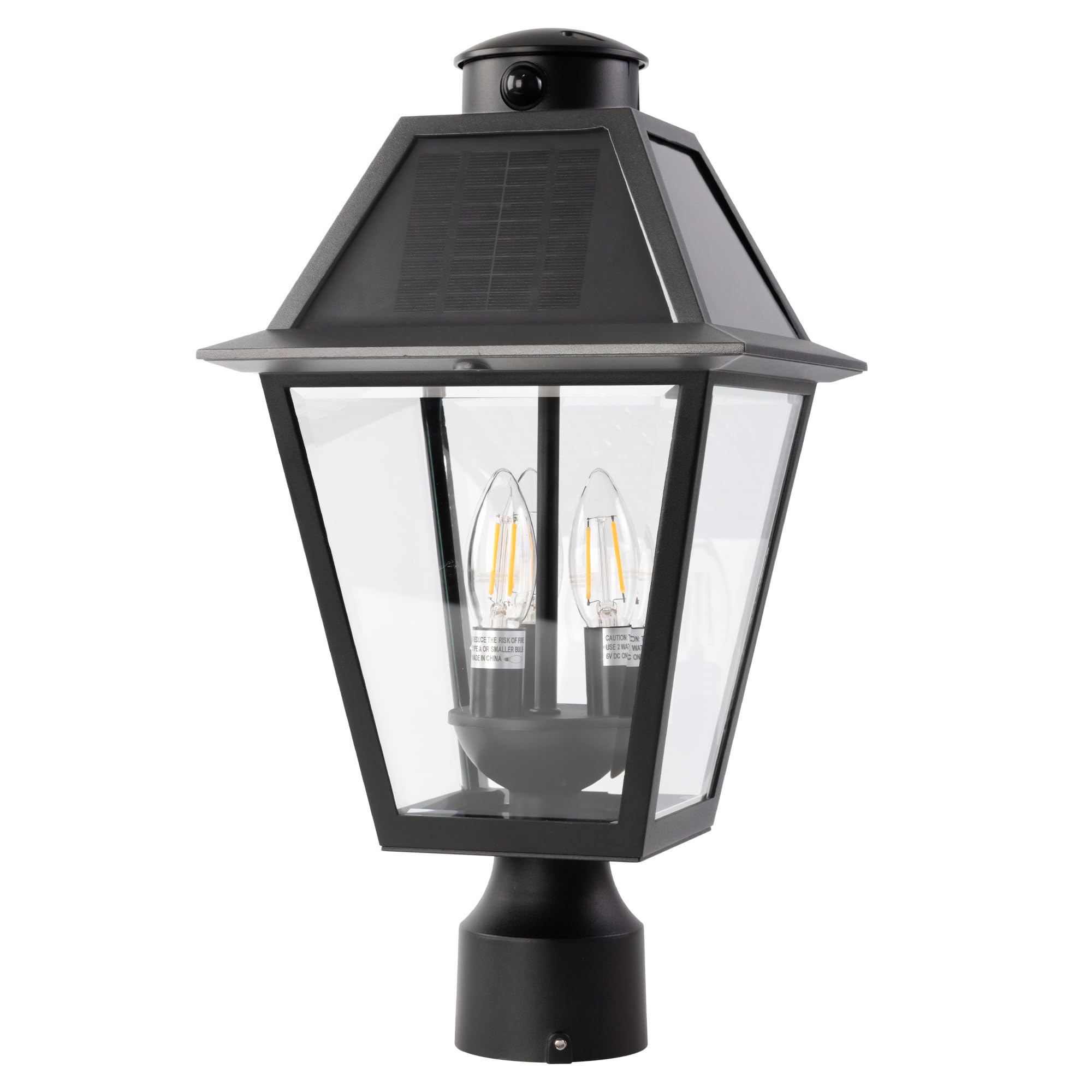LUTEC Outdoor Solar Lamp Post Light, Motion Sensor, Dusk to Dawn, Waterproof, Aluminum, Black, Model 6974006012