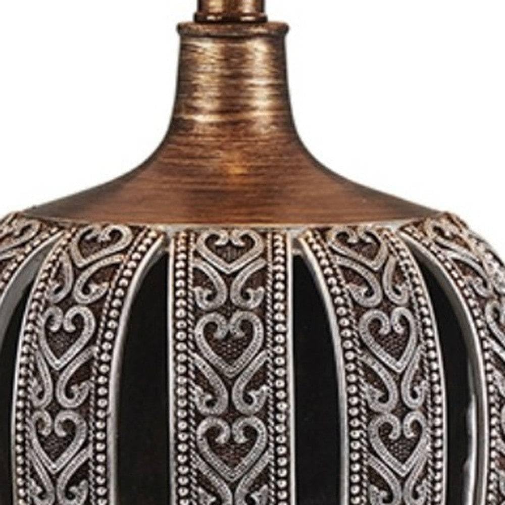 HomeRoots Primo Tall Table Lamp - Brown with White Shade