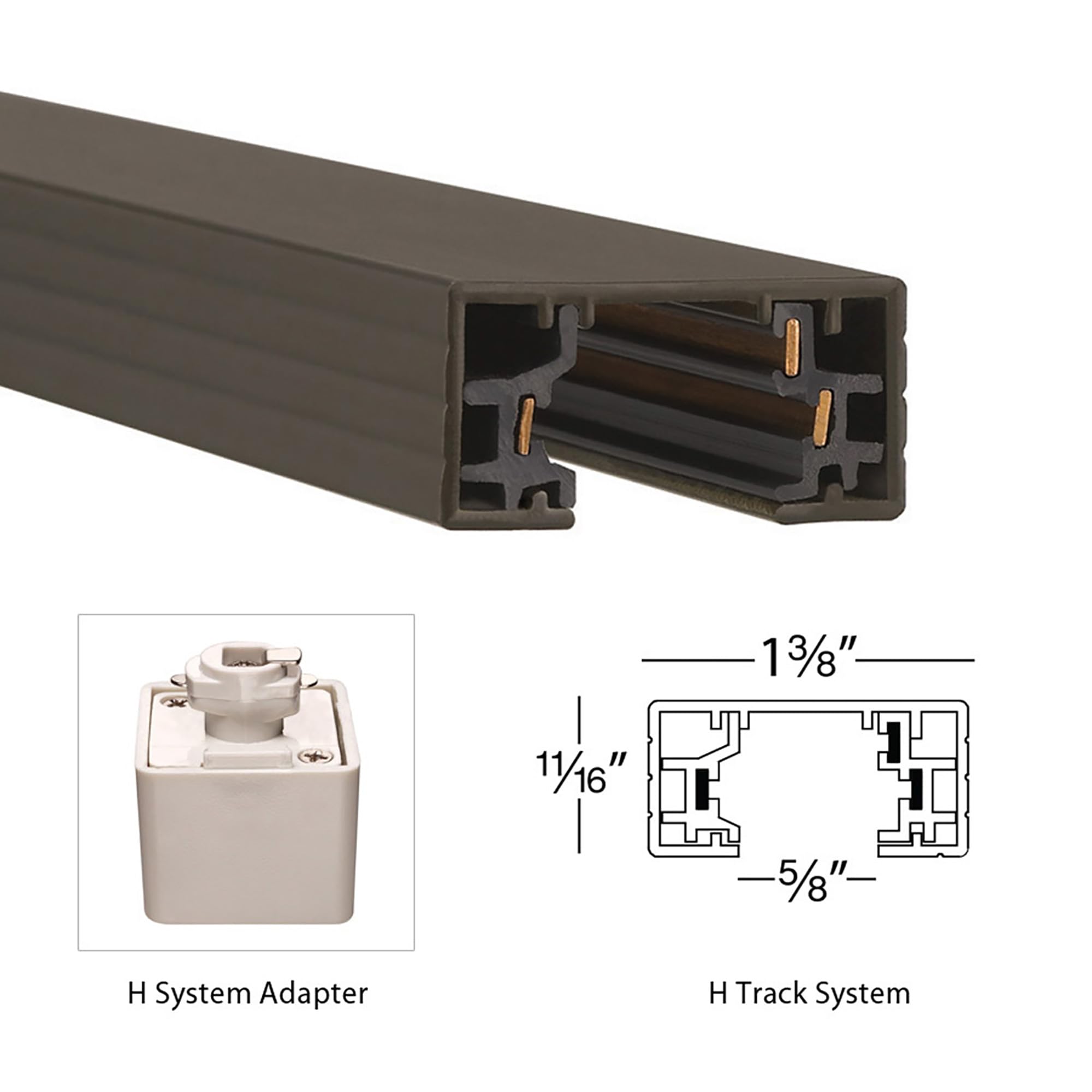 Wac Lighting H Track 120V Straight I-Connector To Join Two Tracks Together For H Style 3-Wire Track Systems In Dark Bronze