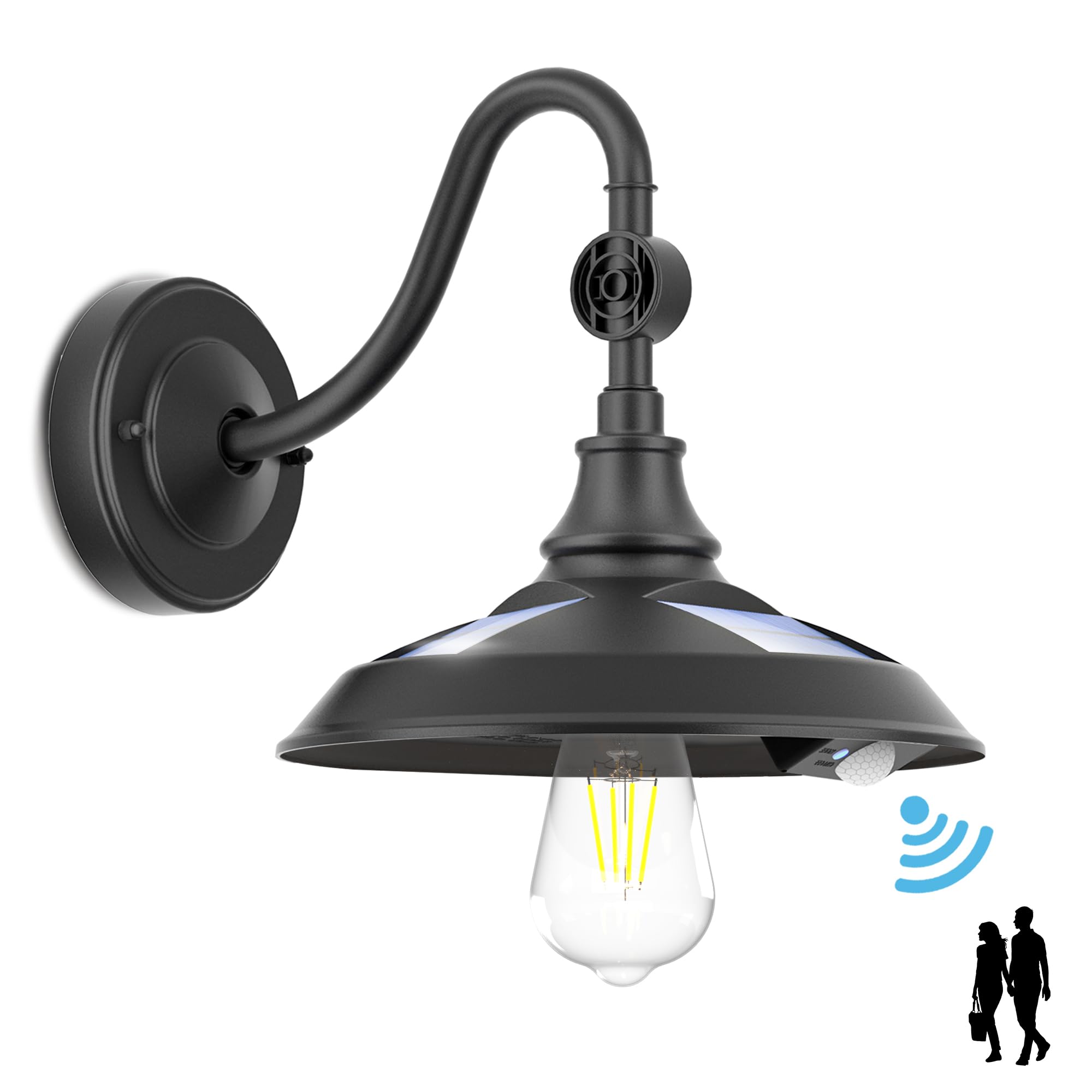 LeiDrail Solar Barn Lights - 3 Lighting Modes, Motion Sensor, Waterproof, 1 Pack, Black, Model LD033-1PK