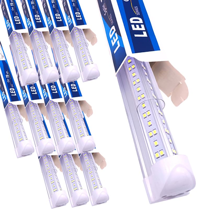 8Ft Led Shop Lights,8 Feet 8 V Shape Integrated LED Tube Light,144W 18000lm Fluorescent Clear Cover Linkable Surface Mount Lamp