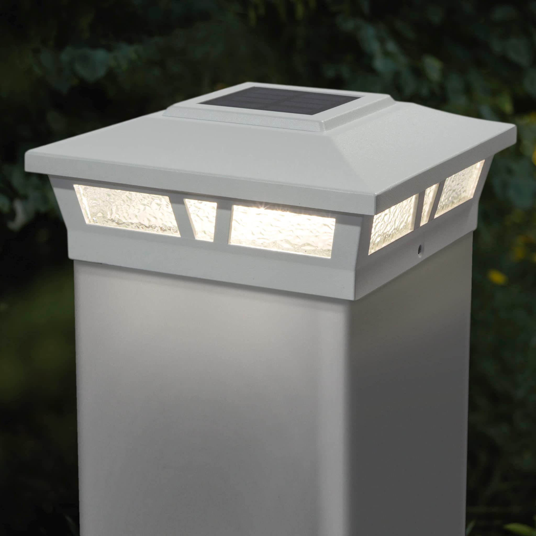 Classy Caps Solar Post Cap Light - Fits 5inx5in, 5.5inx5.5in, 6inx6in Posts, Aluminum, White, Model SLX772W, Warm