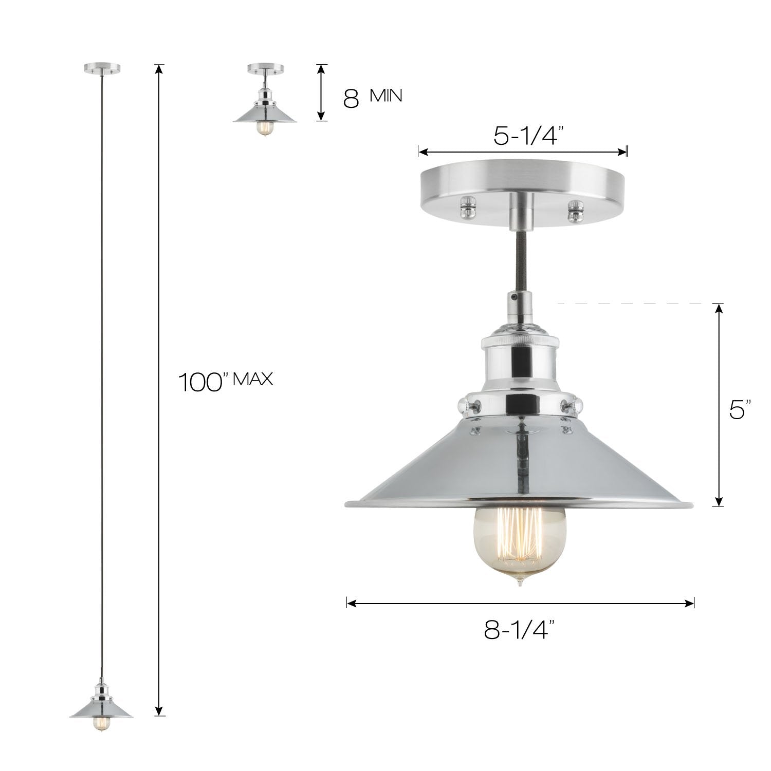 Linea di Liara Andante Pendant Light, Polished Chrome, Fixture Only, Model LL-P407-PC