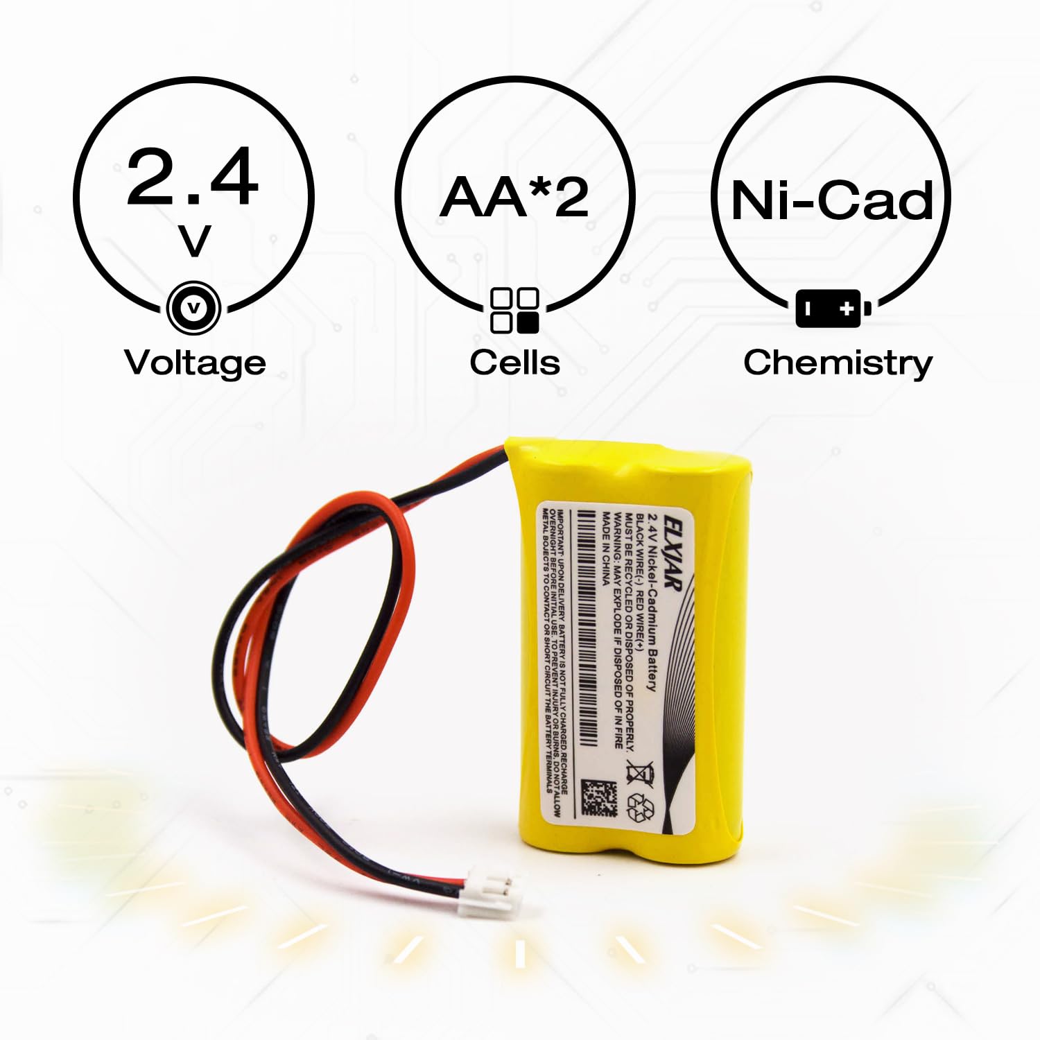Elxjar (2-Pack) 2.4V 600Mah Bp2-A Dual-Lite Ni-Cd Battery Pack Replacement For Exit Sign Emergency Light, Csxwreb3 Hubbel Batter