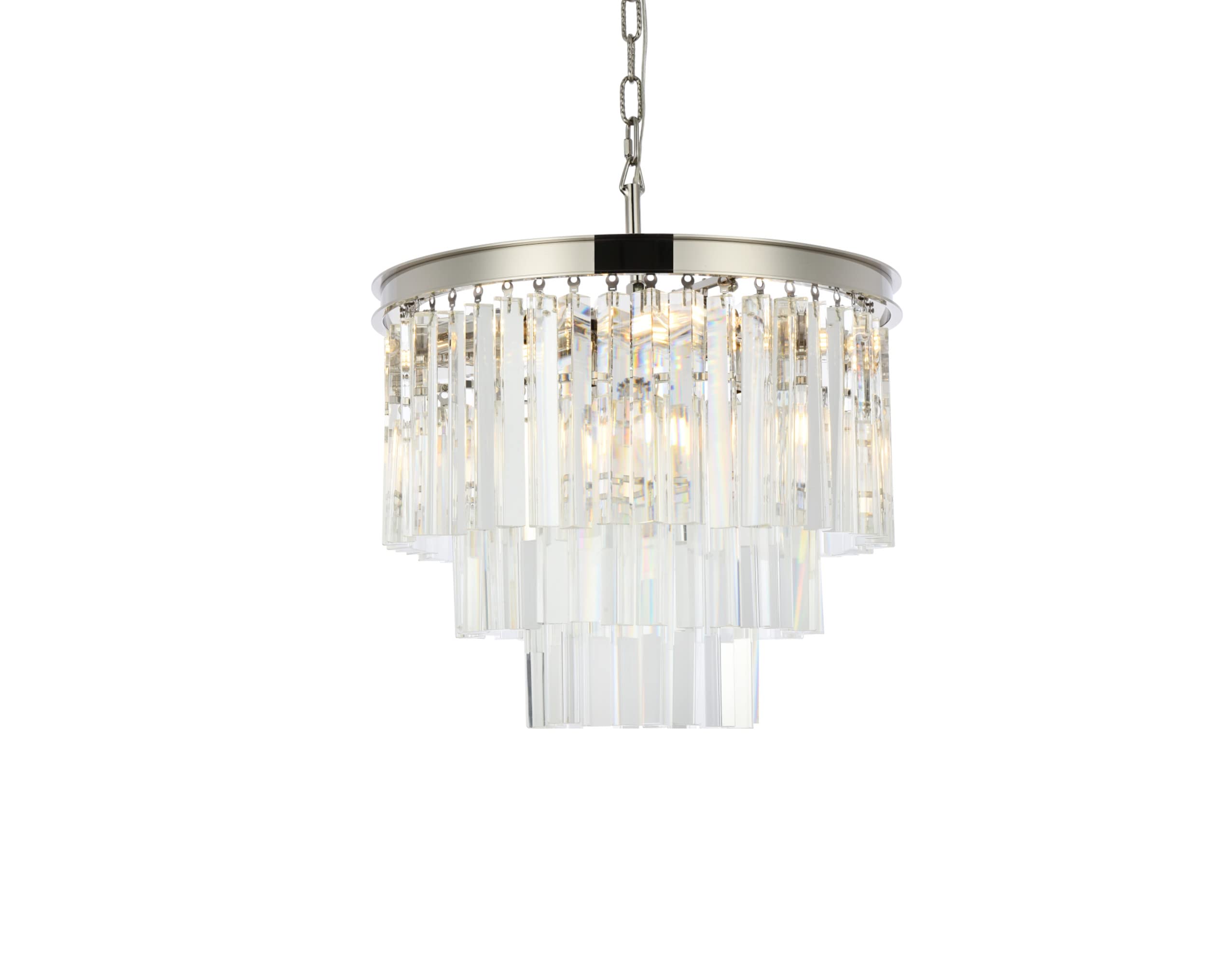 Elegant Lighting Sydney Collection 1201D20Pn/Rc 6-Light Pendant Lamp With Royal Cut Crystals, Polished Nickel Finish