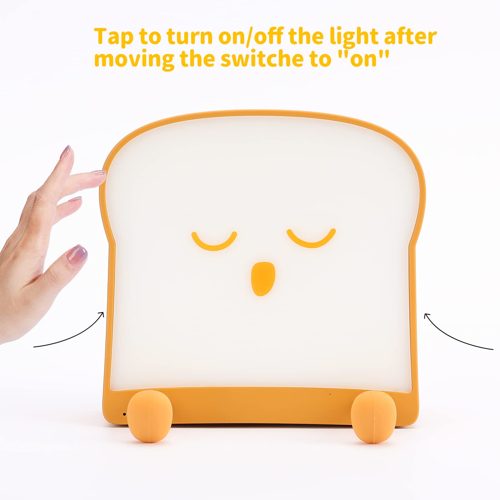 Loveruis Cute Night Lights For Bedroom - Toast Night Light Bread Lamp Nightlight For Children Birthday Halloween Christmas Gift With Usb Rechargeable For Toddlers Kids Adluts(Sleeping)