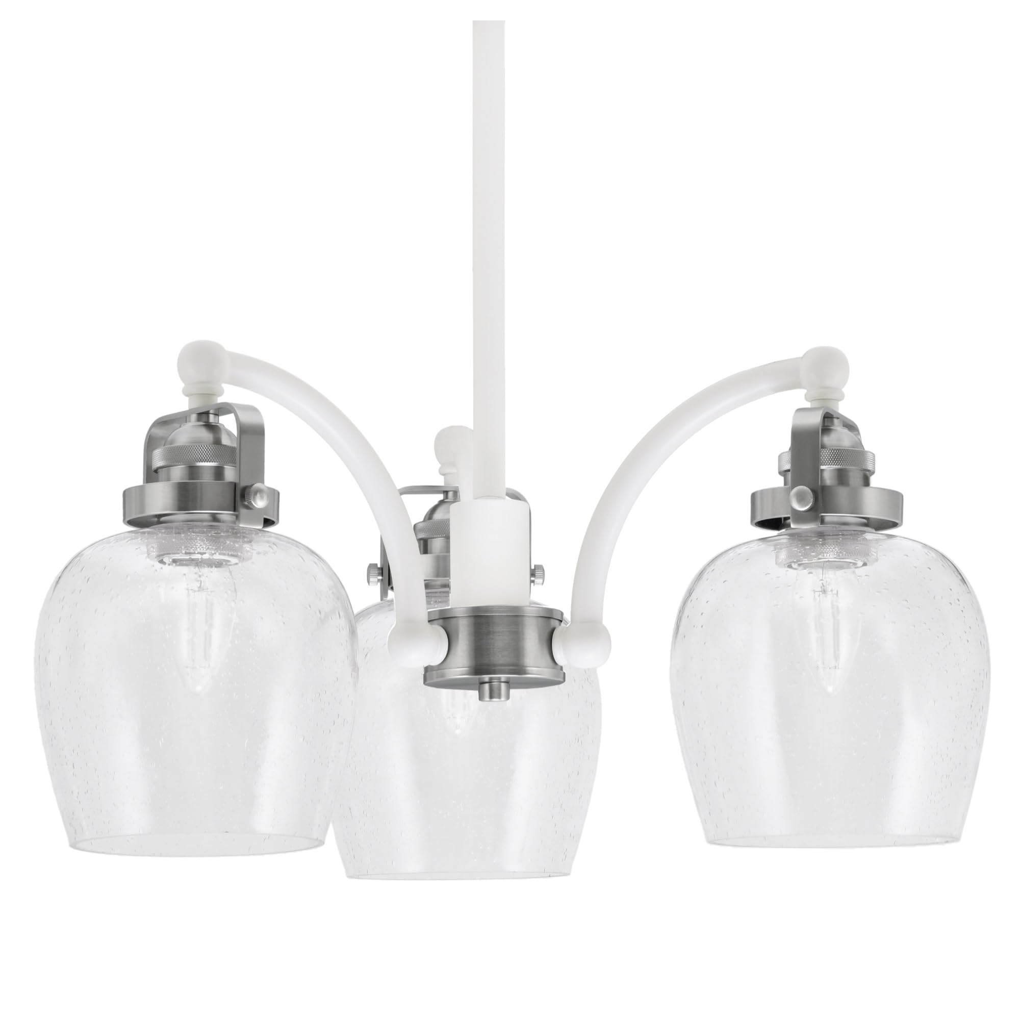 Easton Downlight, 3 Light, Chandelier Shown In White & Brushed Nickel Finish With 6&quot; Clear Bubble Glass