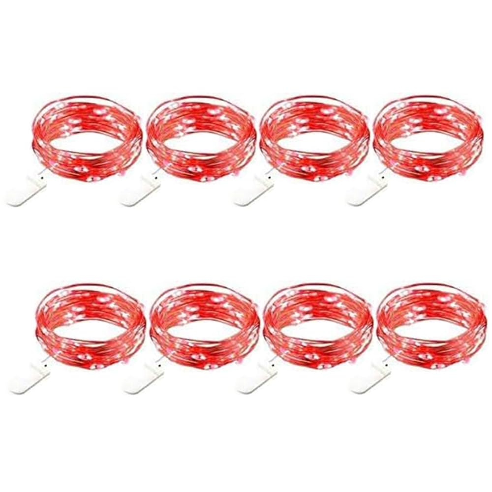 VOOKRY 30 LED Fairy Lights - Battery Operated String Lights, 10 ft Red Mini Copper Wire, Waterproof for Crafts & Decor