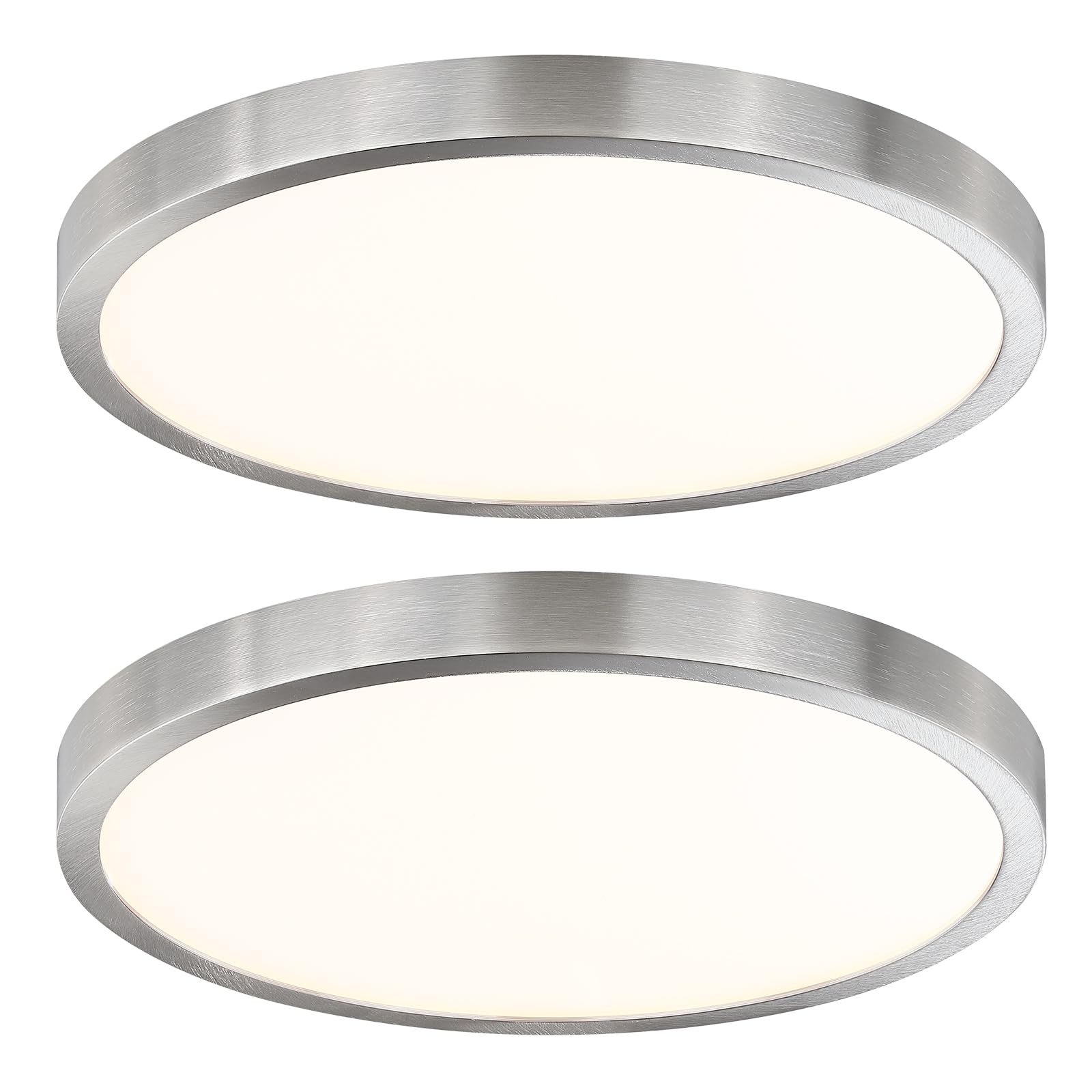14 Inch Flush Mount LED Ceiling Light Fixture, Slim Dimmable Flush Mount Light for Kitchen, Metal and Glass Modern Ceiling Light