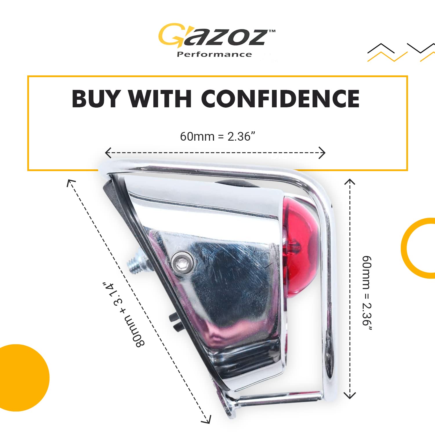 Gazoz Performance Bike Led Tail Light, Vintage Rear Light With Chrome Look - Classic Tour Bicycle Accessories (Lm-002)