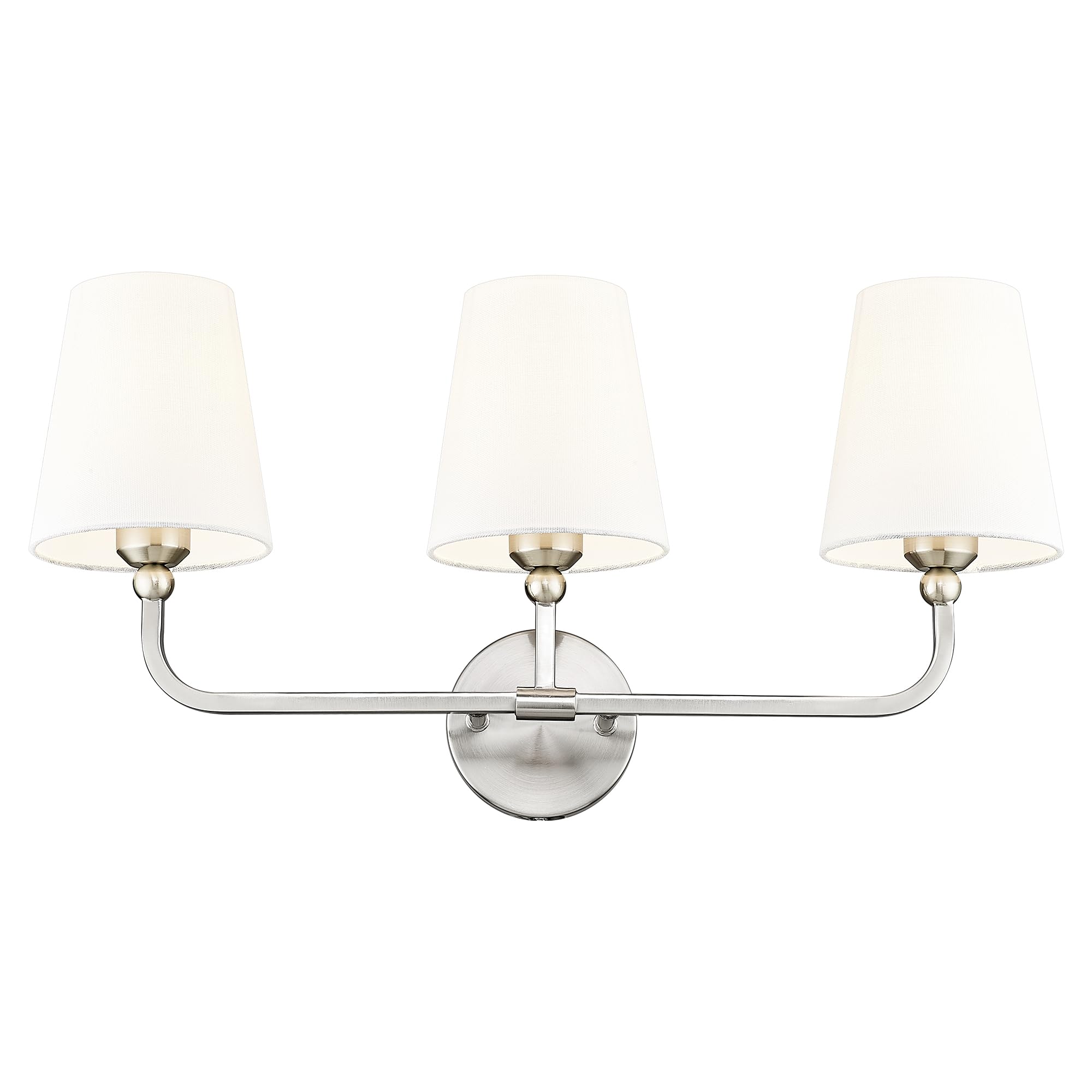 Metwet Bathroom Light Fixtures, Brushed Nickel Vanity Lights With Flared White Fabric Shade, 3 Light Wall Sconce, Modern Sconces