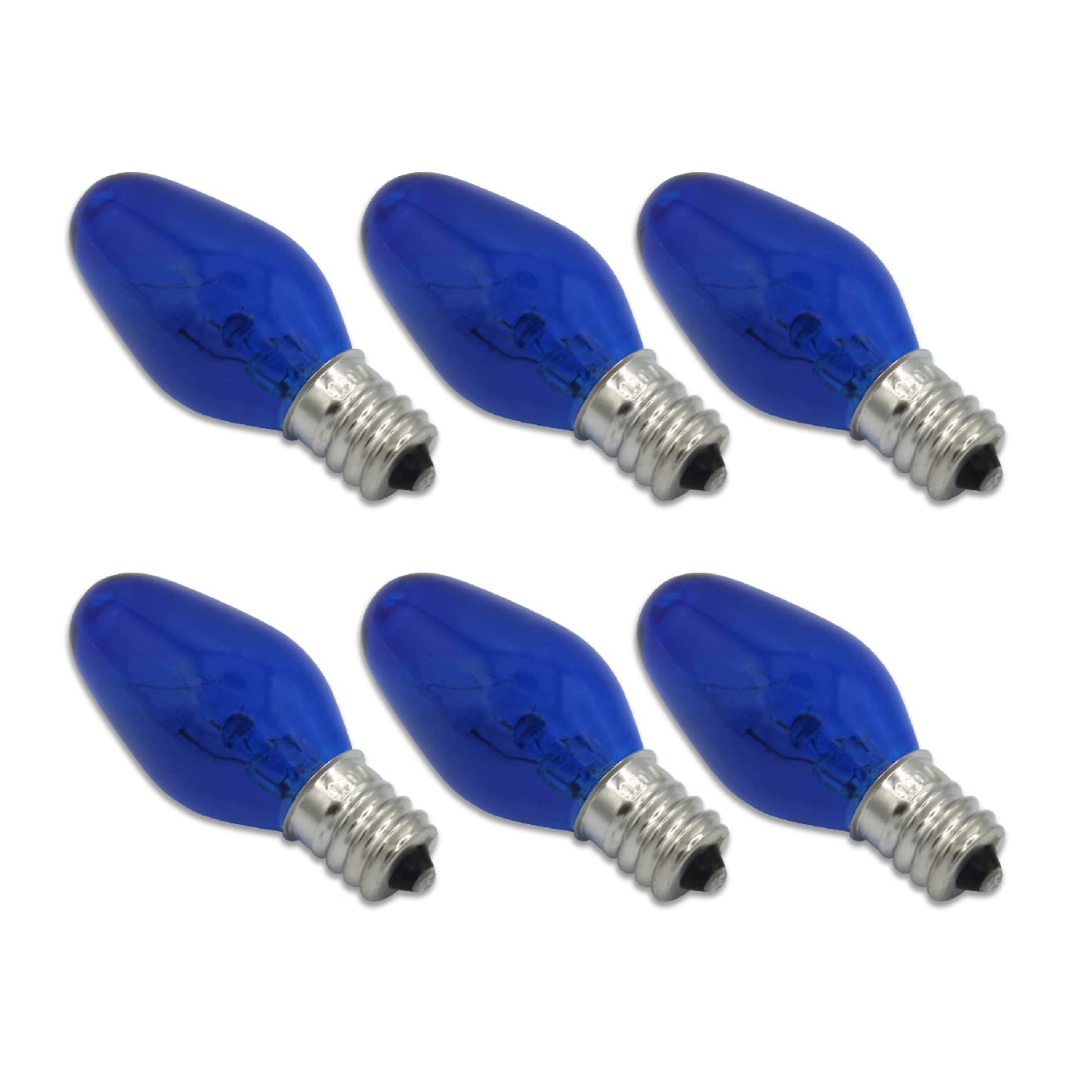 Lumenivo 7 Watt Blue Incandescent C7 Colored Night Light Bulbs 7W C7 Blue Christmas Village Light Bulbs Candelabra Base Blue Bul