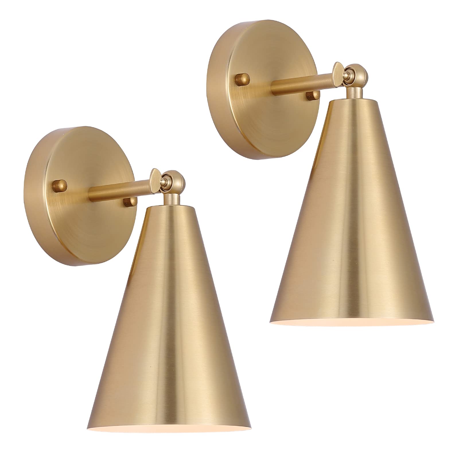 Mwz Gold Wall Sconces Set Of 2, Modern Brass Swing Arm Lighting For Bedroom, Kitchen, Living Room