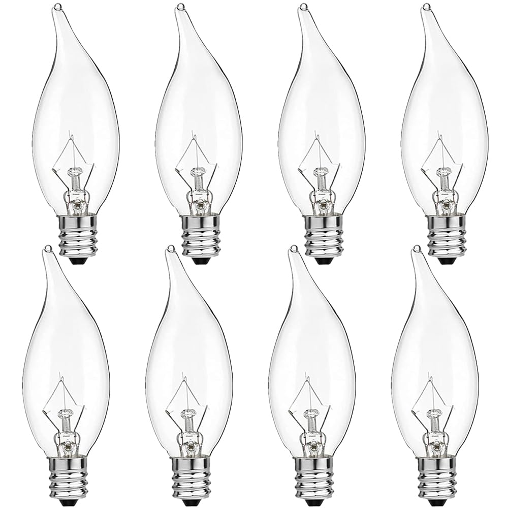 E12 Candle Light Bulbs,60W Candelabra, E12 B10 Clear Candle Base Bulb With Warm White 2700K, 600 Lumen Dimmable, Flame Shaped In