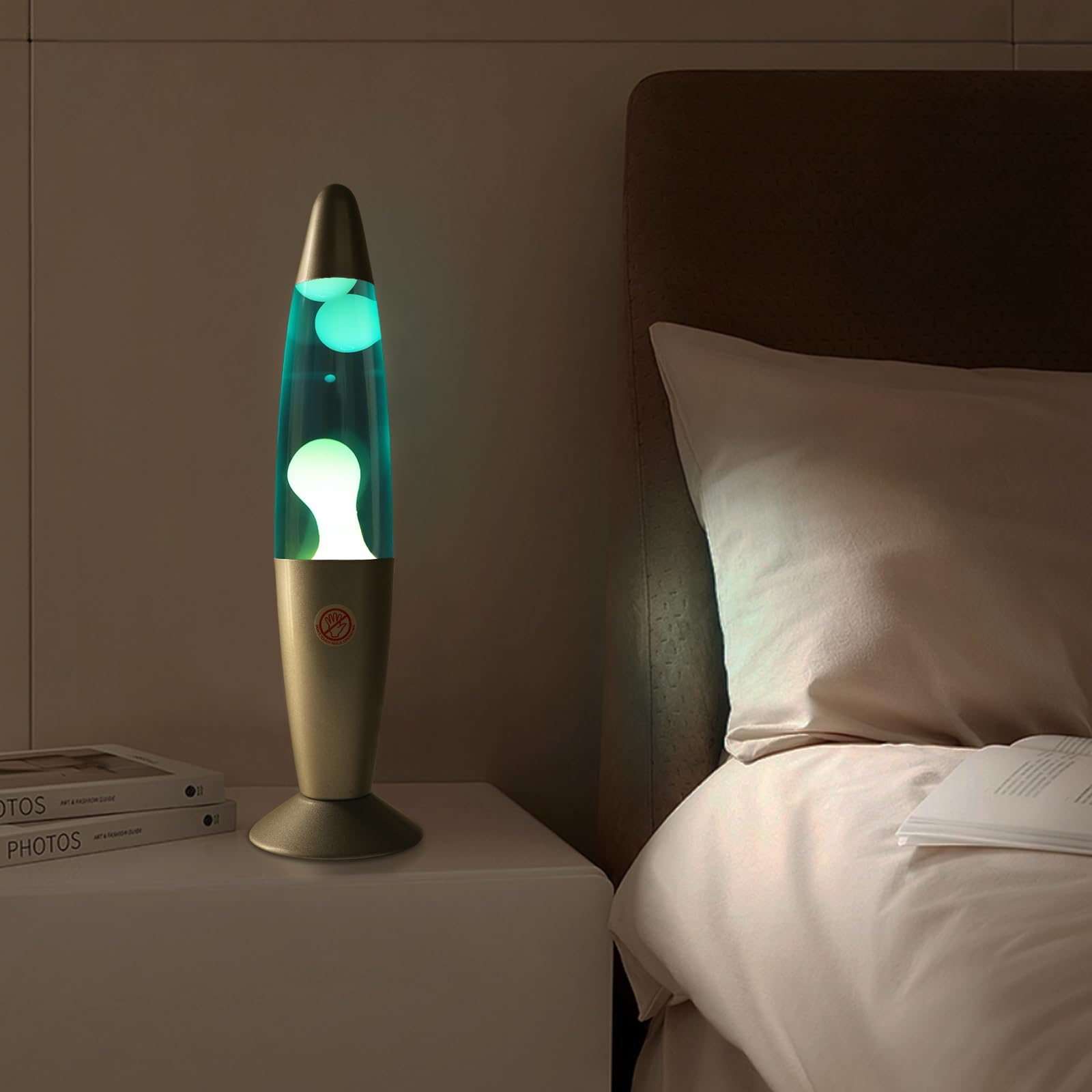 Vanful Blue Liquid Motion Lamp, Aluminum Base, 13in Night Light, Blue Water with White Wax, Includes 25 Watt Bulb