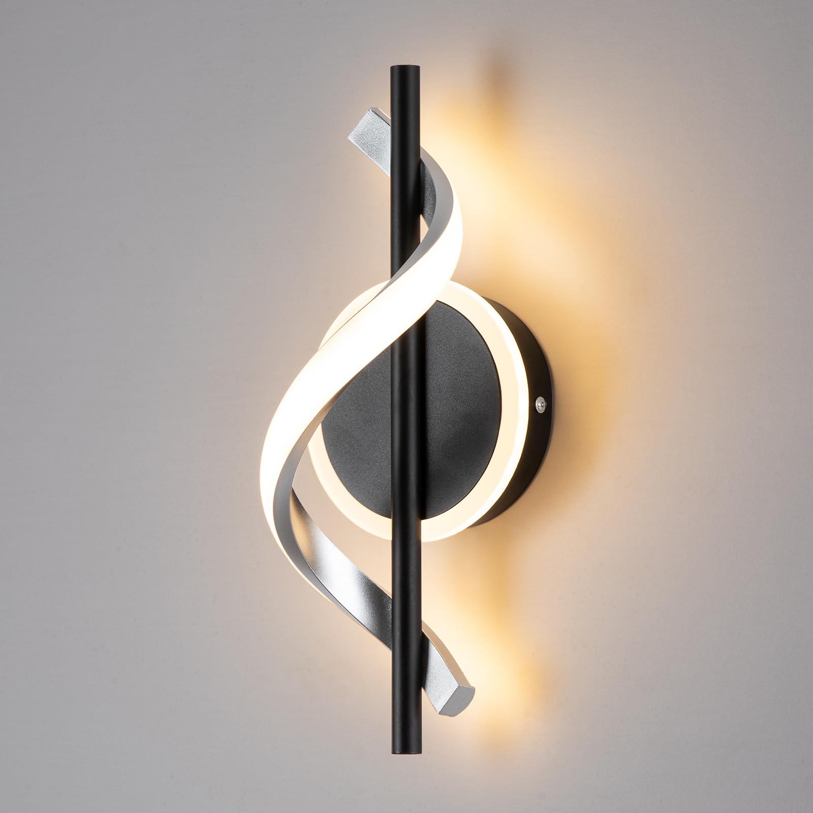 EIDISUNY LED Wall Sconces Indoor, 12W LED Wall Mount Lights, Modern Spiral Wall Lamp, 3000K Warm White LED Light Fixture for Sta