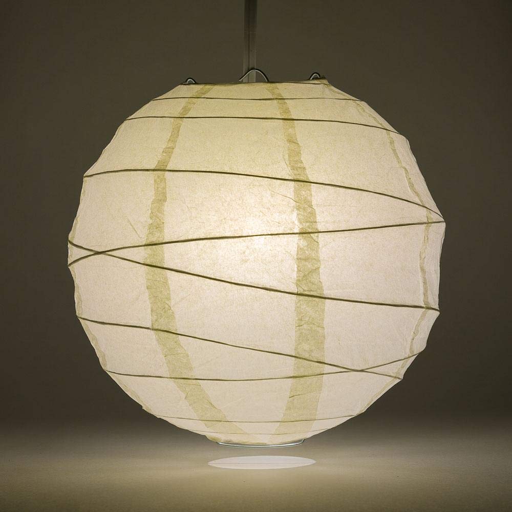Paperlanternstore.Com 24 Inch Emerald Green Round Paper Lantern, Crisscross Ribbing, Hanging Decoration