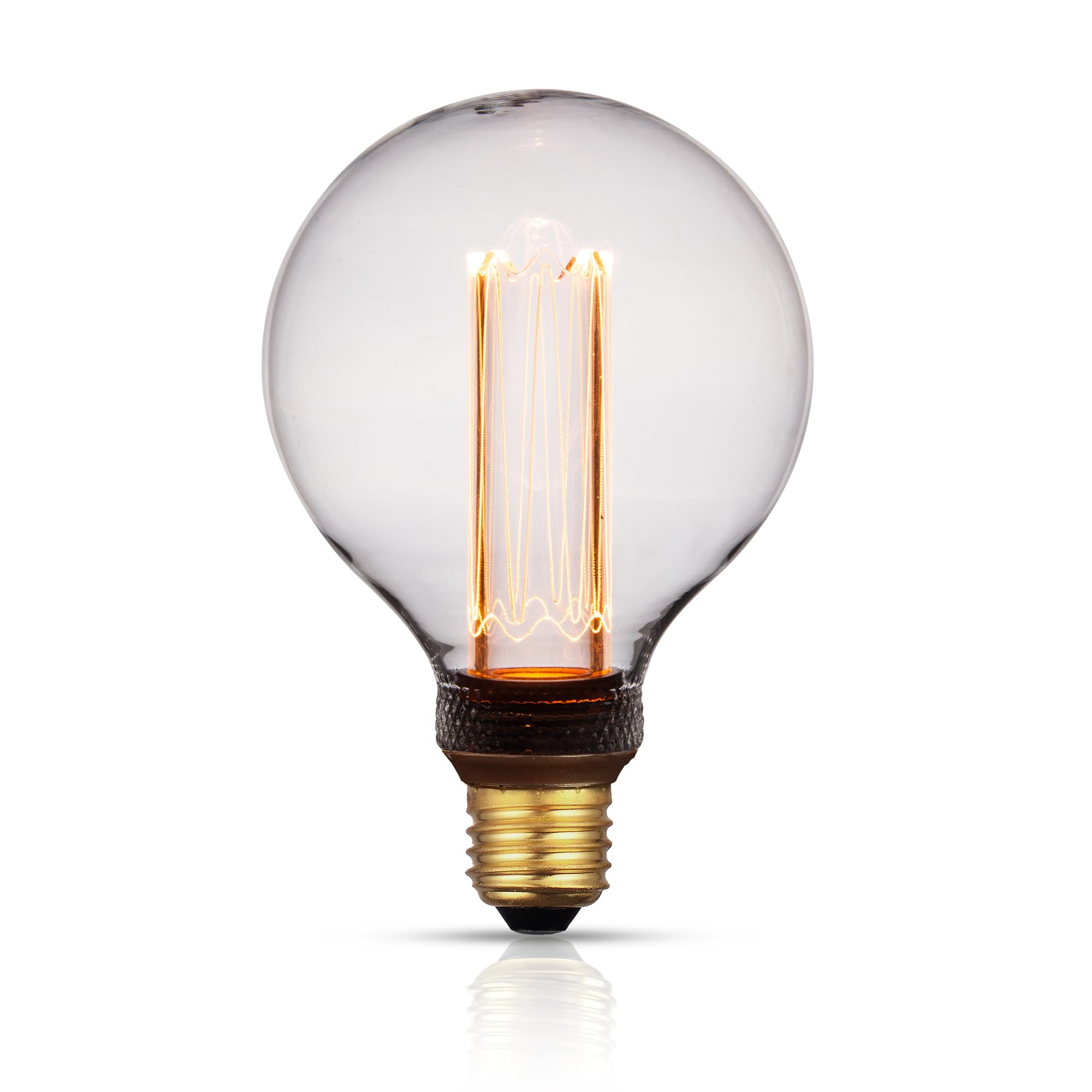 Harwez Vintage Round LED Light Bulb, Dimmable 3.5W, 2200K Warm Light, Clear Glass, E26 Base, 1 Count