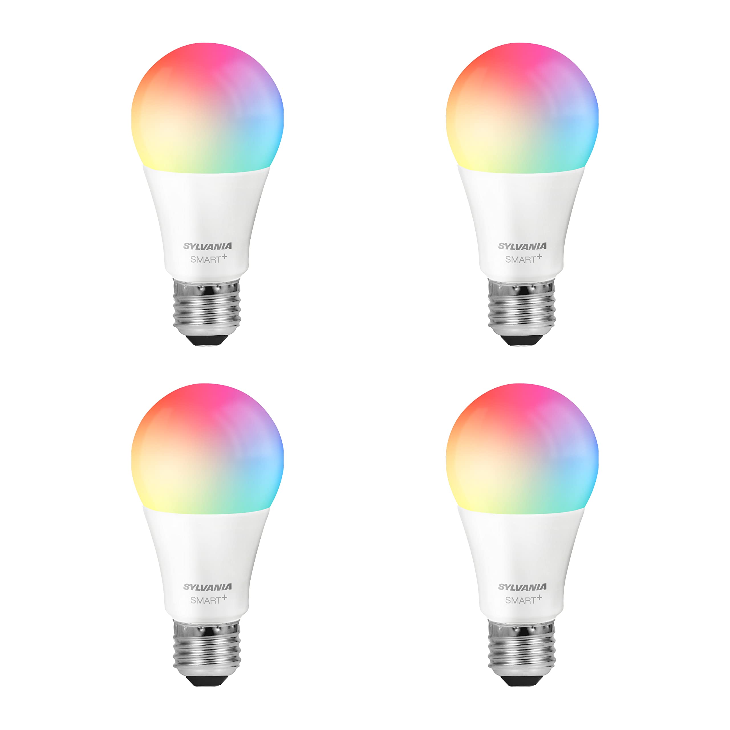 LEDVANCE SYLVANIA Wifi LED Smart Light Bulb, 60W Equivalent, Dimmable, Full Color, 4 Count, Model 75674