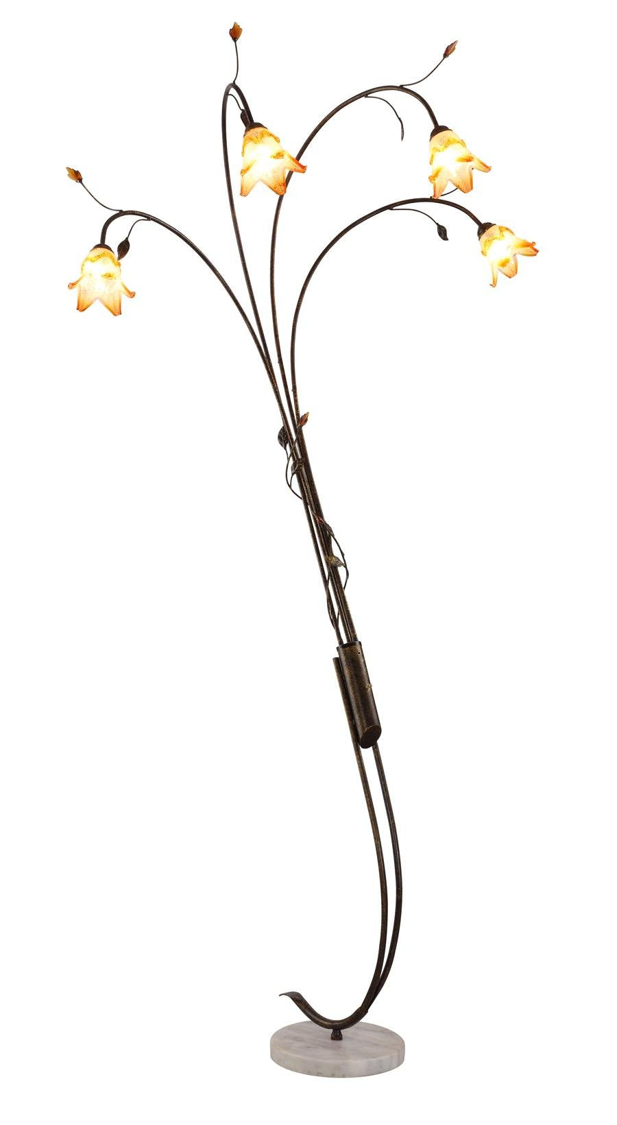 OK Lighting OK-9743 Windance Floral Arch Lamp, 89&quot;, Dark Antique Bronze