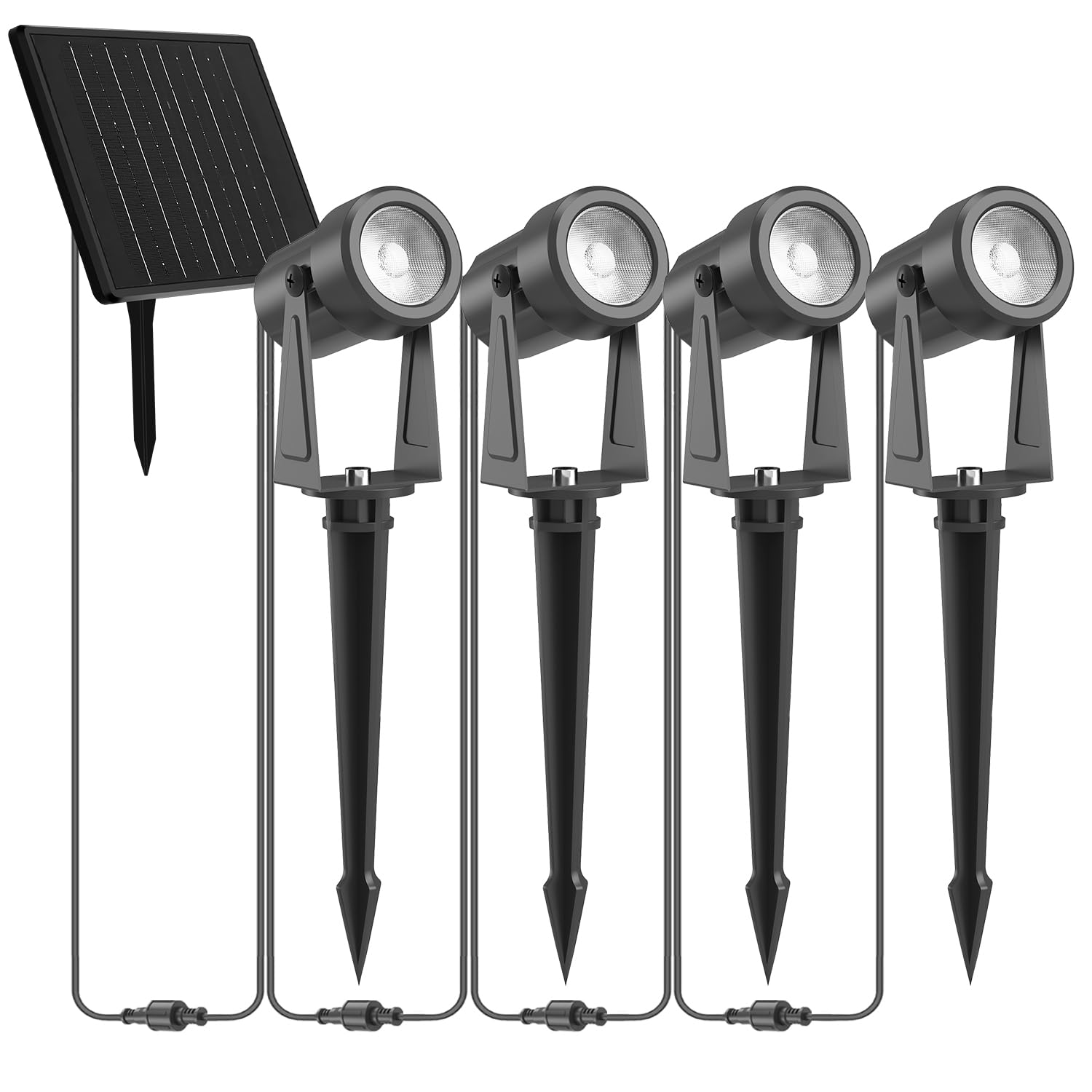 Zyan Solar Spot Lights Outdoor, Solar Spotlights Outdoor Waterproof For Yard, Garden, Lawn, Plant, Tree, Wall, Pool Areas, With Auto On/Off, Warm White, 4 Pack (Black Housing)