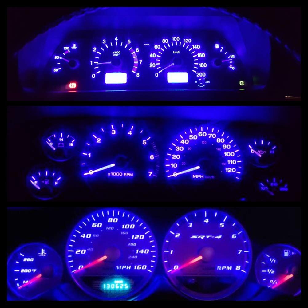 Wljh 6Pcs Blue Canbus Error Free T5 37 2721 3030 Chips Instrument Panel Led Light Gauge Cluster Dash Indicator Bulbs With Twist Socket