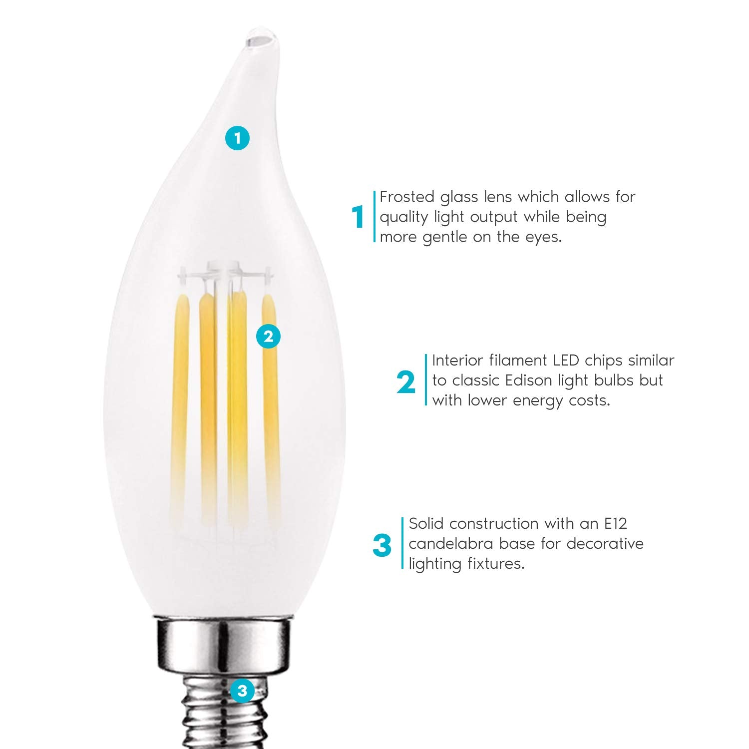 LUXRITE 5W E12 LED Bulb, 60W Equivalent, Dimmable, 2700K Warm White, Glass, 6 Pack