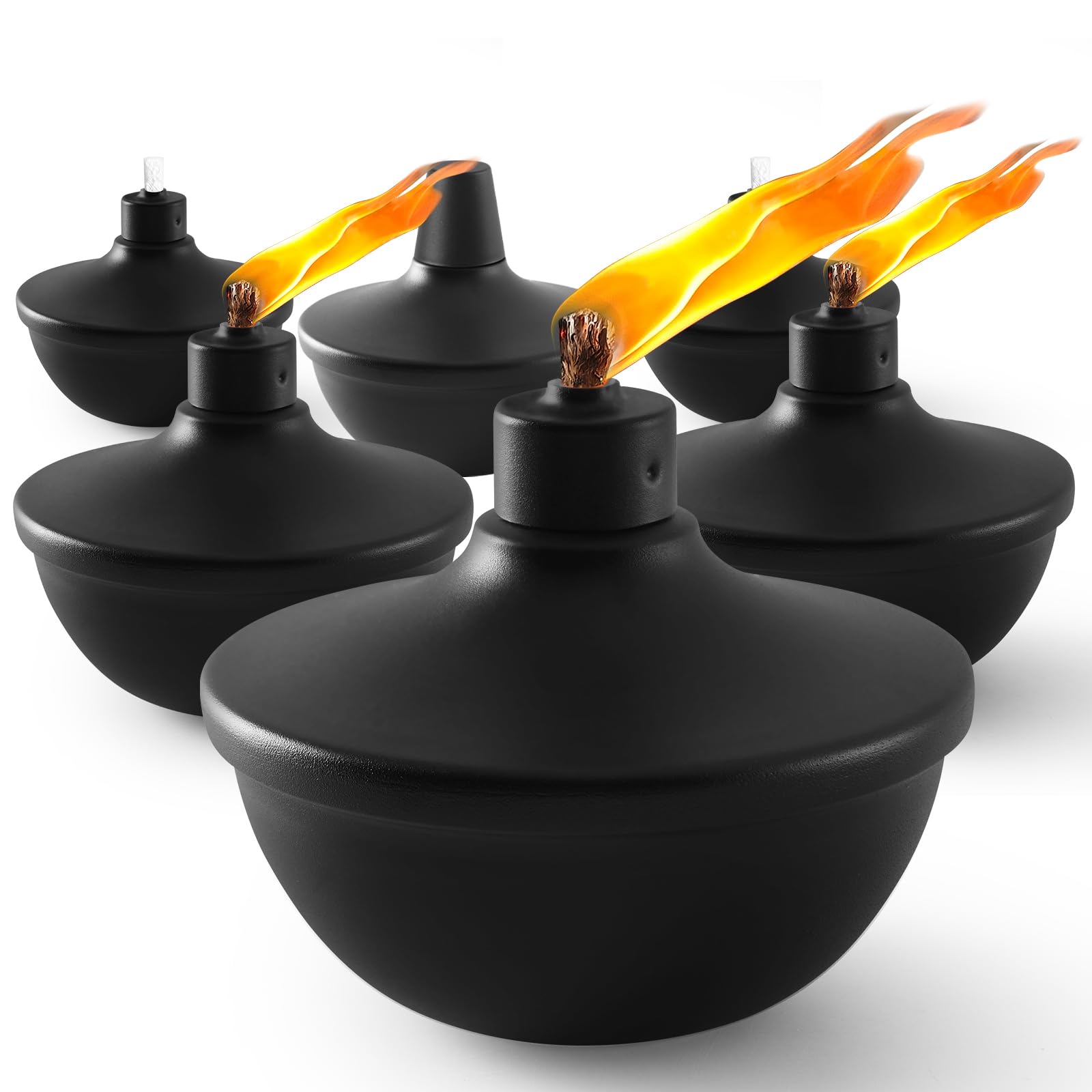 ZSPENG 6 Pack Metal Table Top Torches, Refillable Citronella Flame Light, 23.5 oz, Ideal for Party and Garden Decor