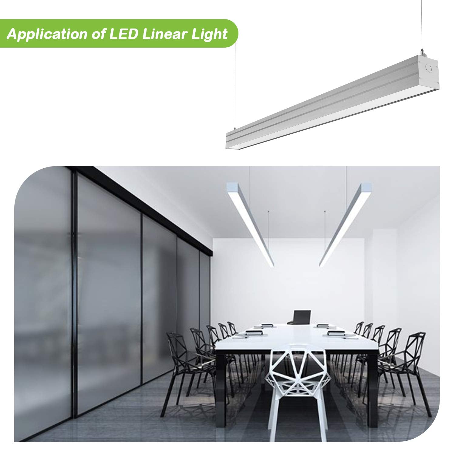 Hykolity Led Architectural Suspended Linear Channel Light Linkable  4Ft 40W 3000K/4000K/5000K Cct Selectable  Dimmable Office Lighting Fixture For Commercial Places  4600Lm  Etl Listed  4Pack