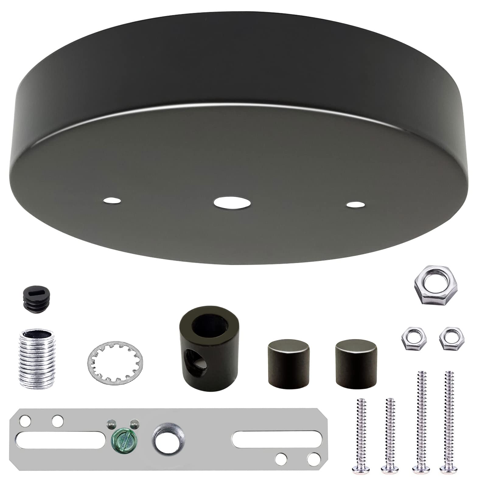 Ecudis Black Steel Chandelier Canopy Kit For Pendant Lighting Fixtures - Ceiling Cover Plate