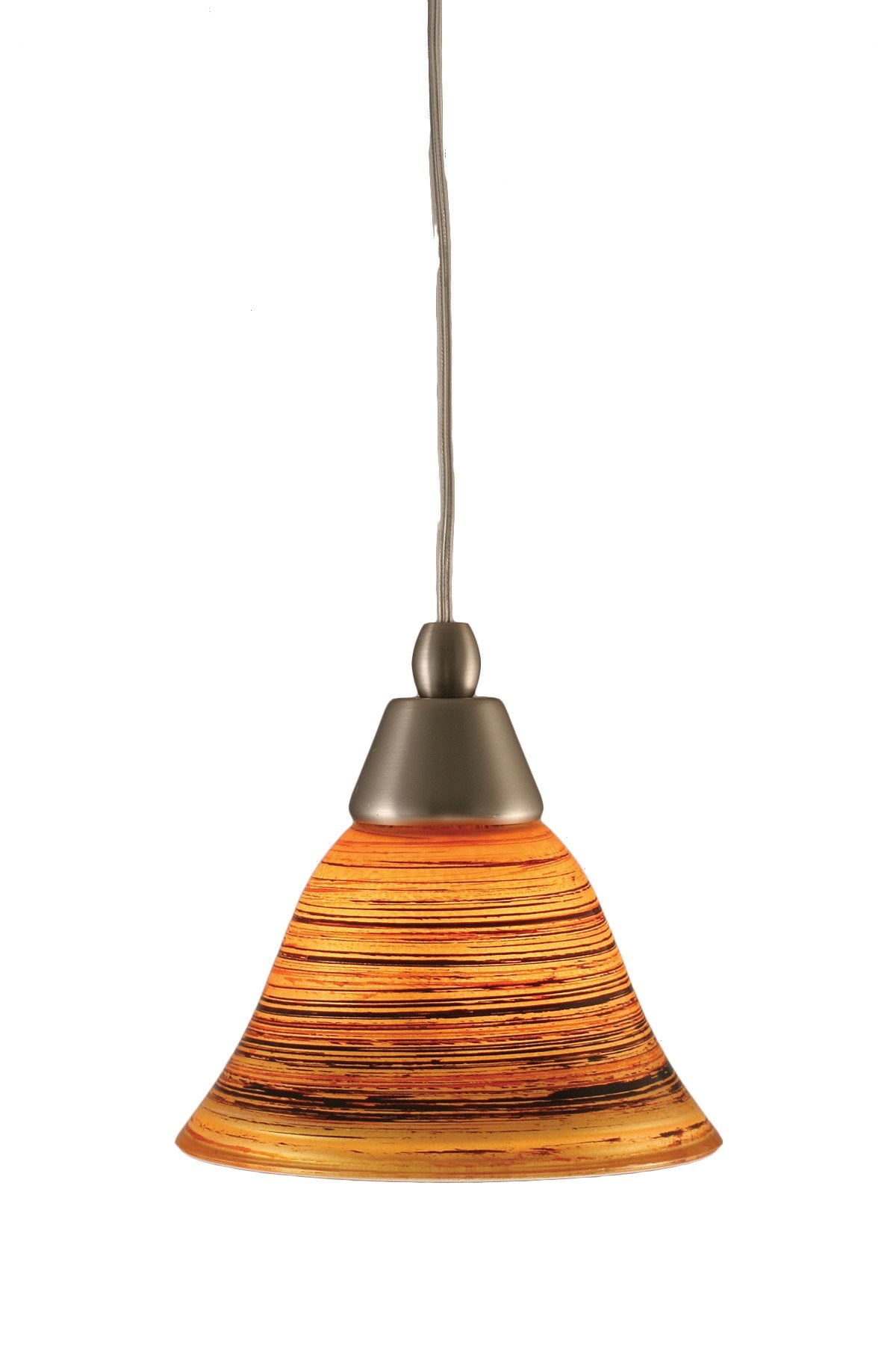 Toltech Lighting 22-Bn-454 7-Inch Cord Mini-Pendant Light Brushed Nickel Finish With Firre Saturn Glass