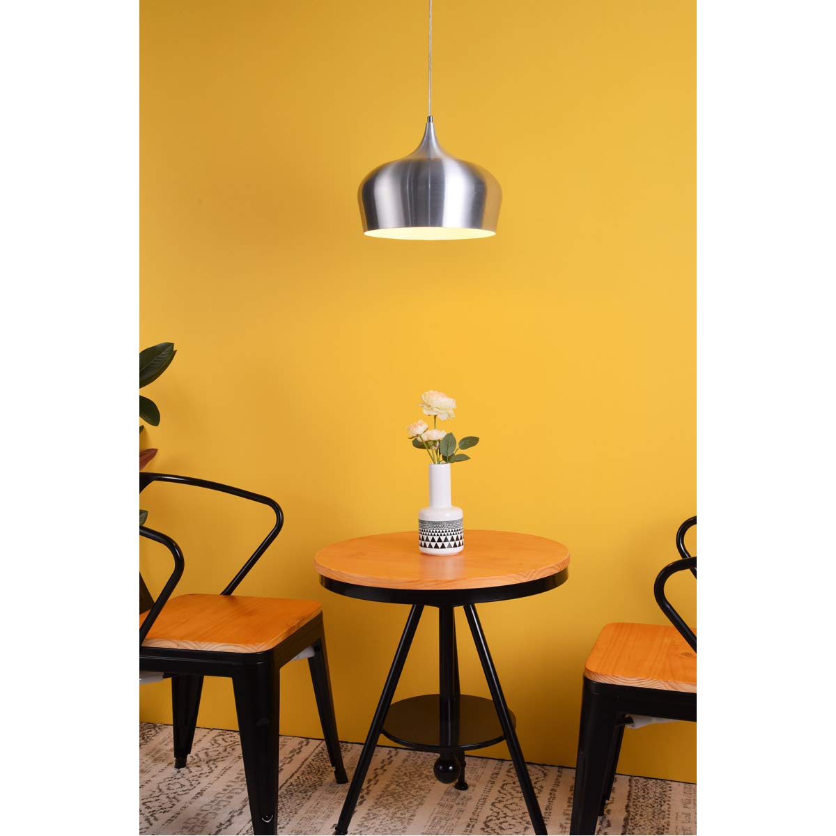 Living District 1-Light Burnished Nickel Pendant Lamp - Modern Aluminum Design