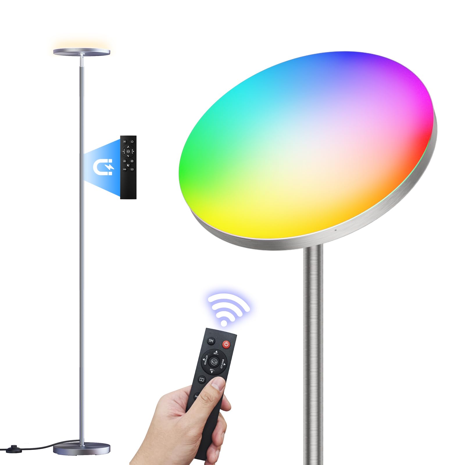 FULSUNT ?????? Torchiere Floor Lamps for Living Room, 32W/3200LM Bright LED Standing Lamp with Remote, Modern Color Changing Tal