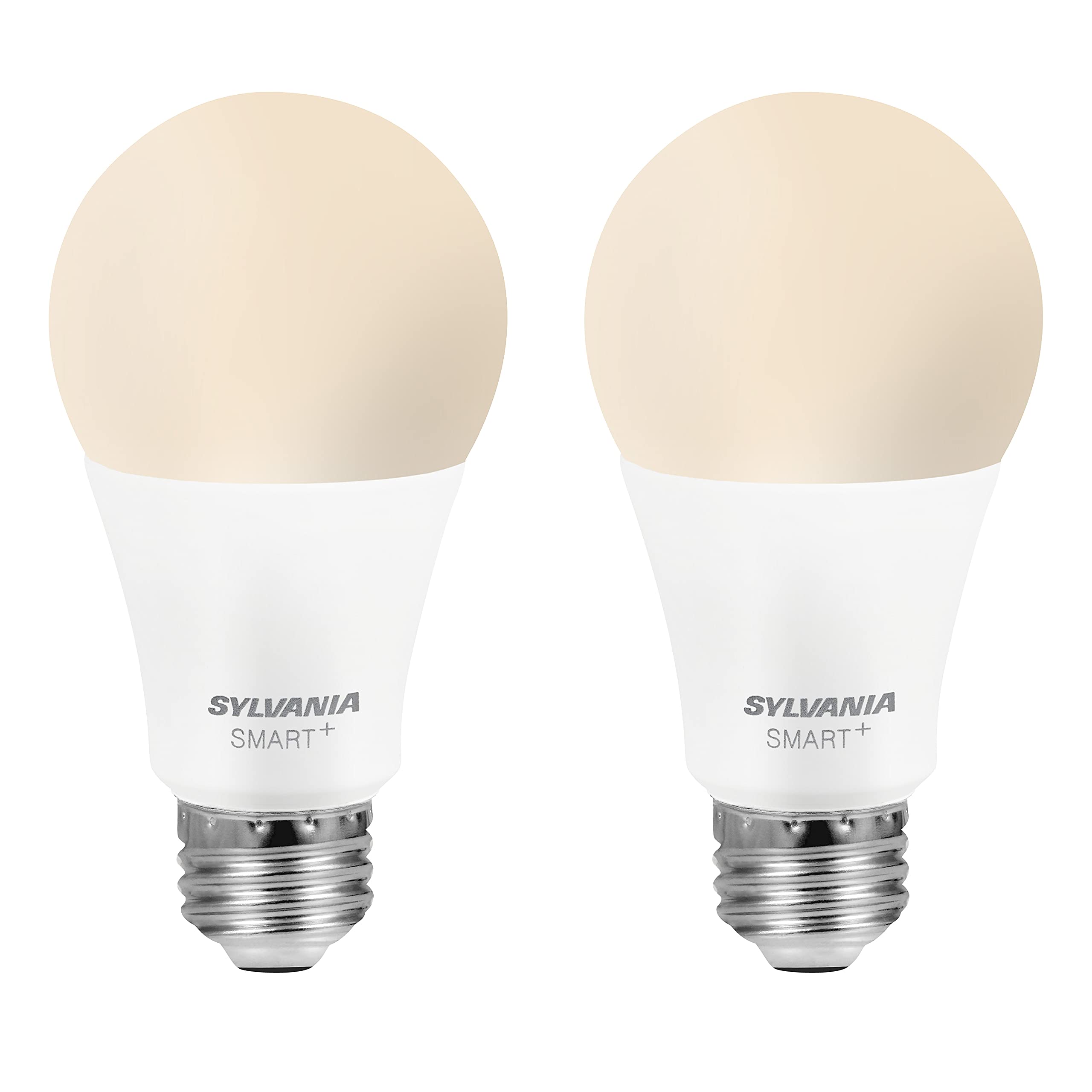 Sylvania Bluetooth Mesh Led Smart Light Bulb, One Touch Set Up, A19 60W Equivalent, E26, Soft White, Works With Alexa Only - 2 P