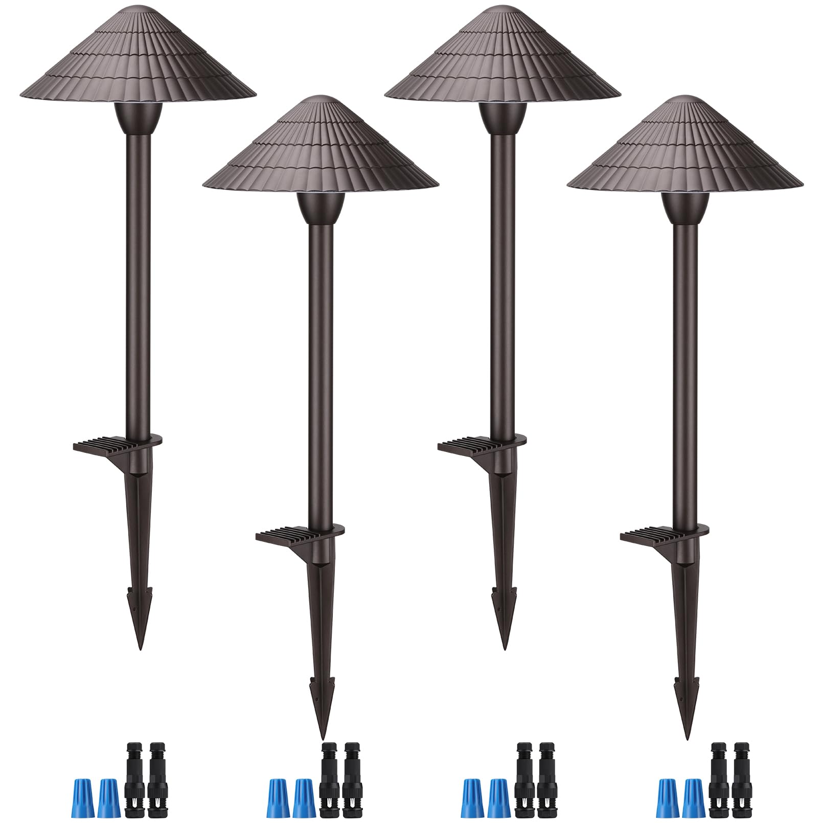 LEONLITE Low Voltage Landscape Lights, 3W, 12V, IP65 Waterproof, Bronze Aluminum, 3000K Warm White, Model 89279, Pack of 4