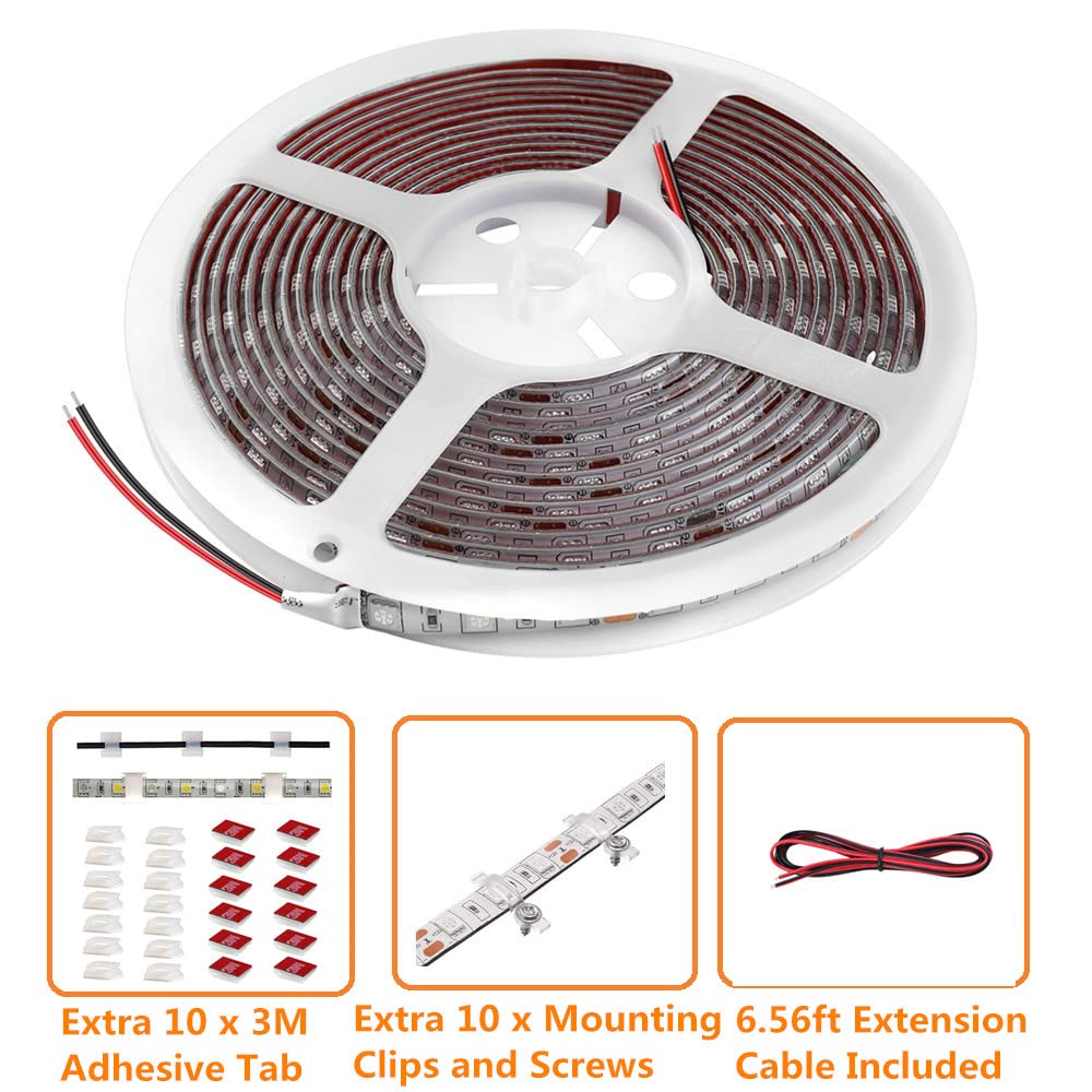 HOKIION Pontoon LED Boat Lights, Waterproof 20FT Strip, Under Gunnel & Deck Lighting, Model HK3273TEJFRHD, Red