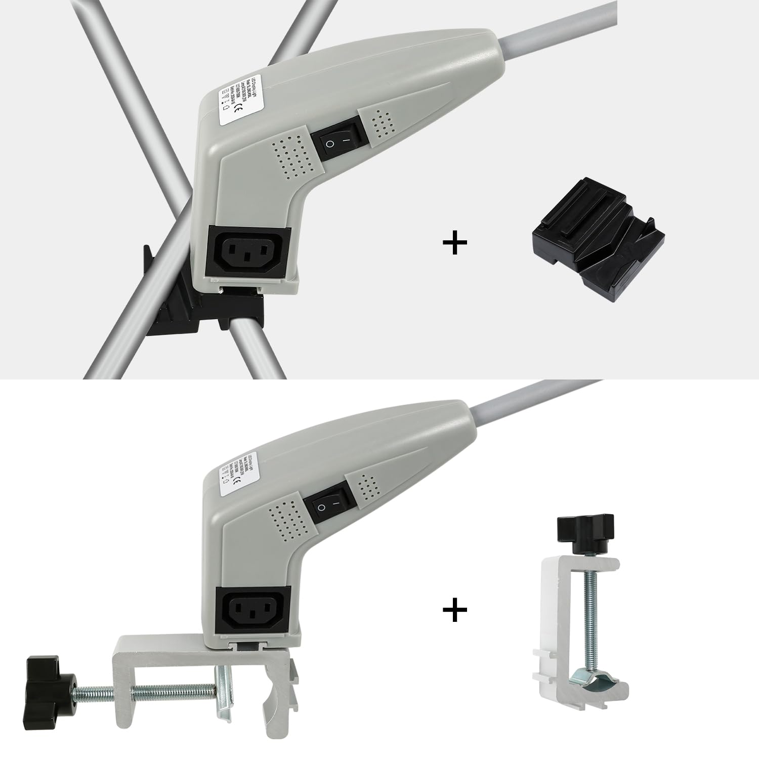 SUNLITOPTO LED Trade Show Lights with Clamps, Mounting Brackets, Power Cables, Gray, Model 20540421BK, Standard Size, Connectable